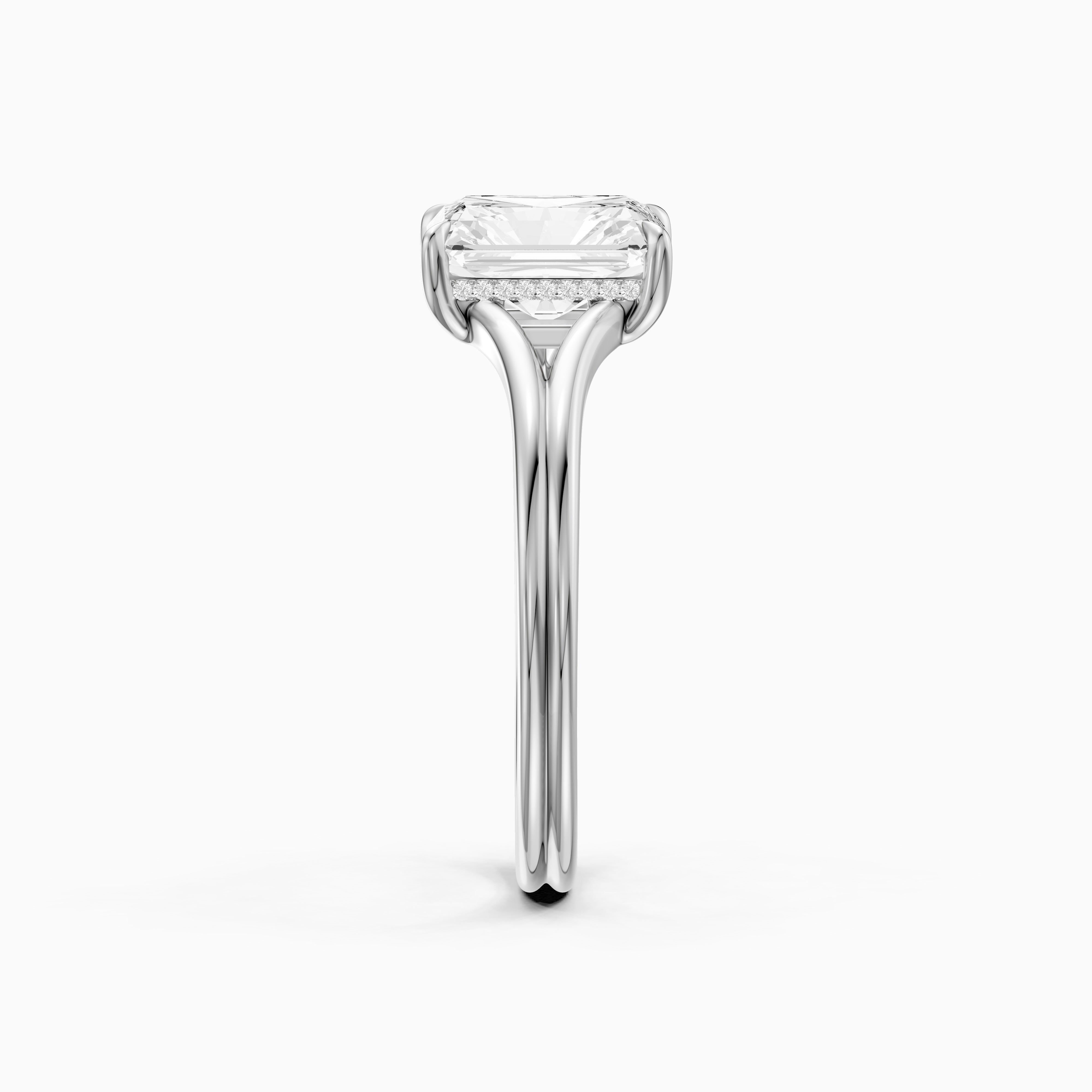 Angela Radiant Moissanite Diamond Split Shank Ring with Hidden Halo