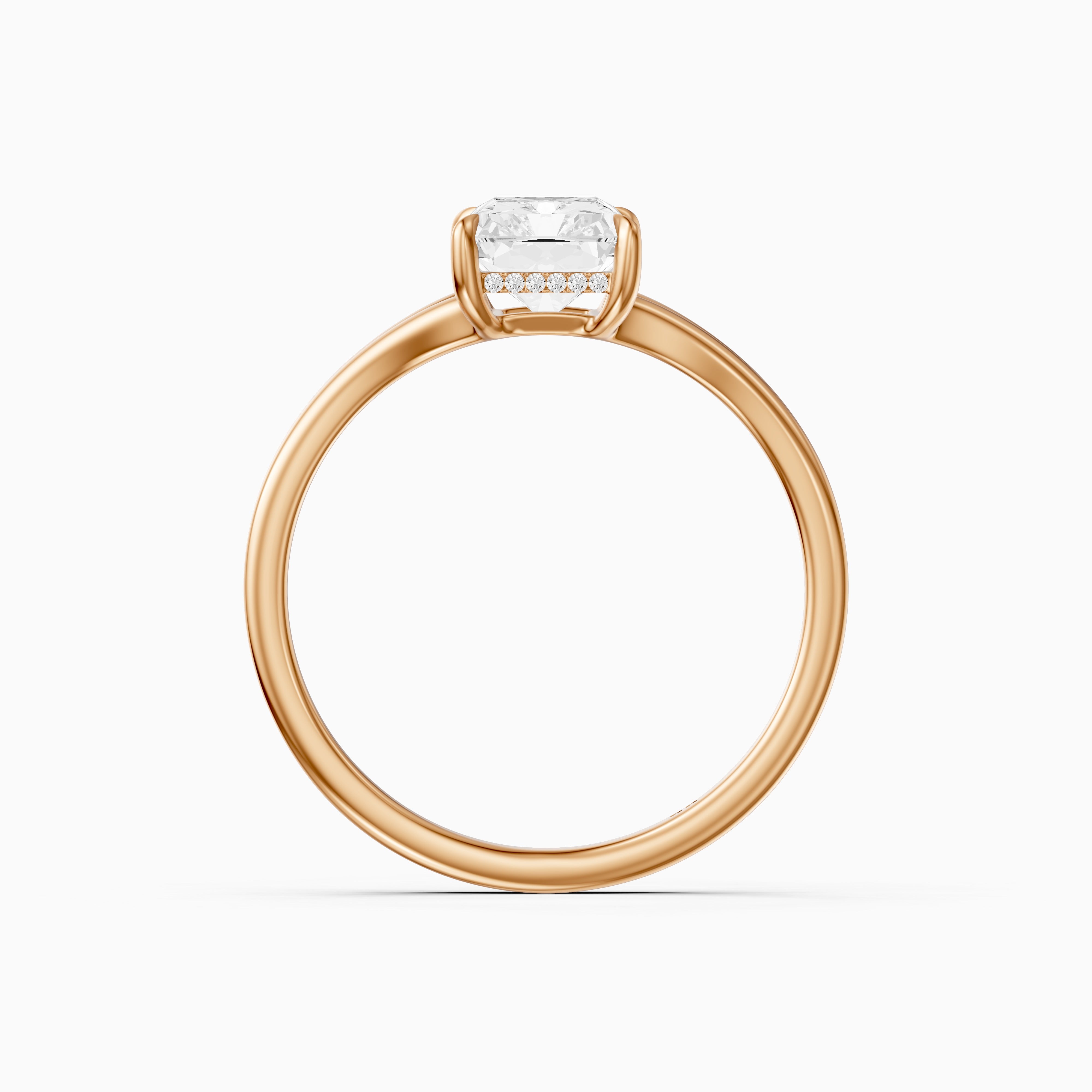 Angela Radiant Moissanite Diamond Split Shank Ring with Hidden Halo