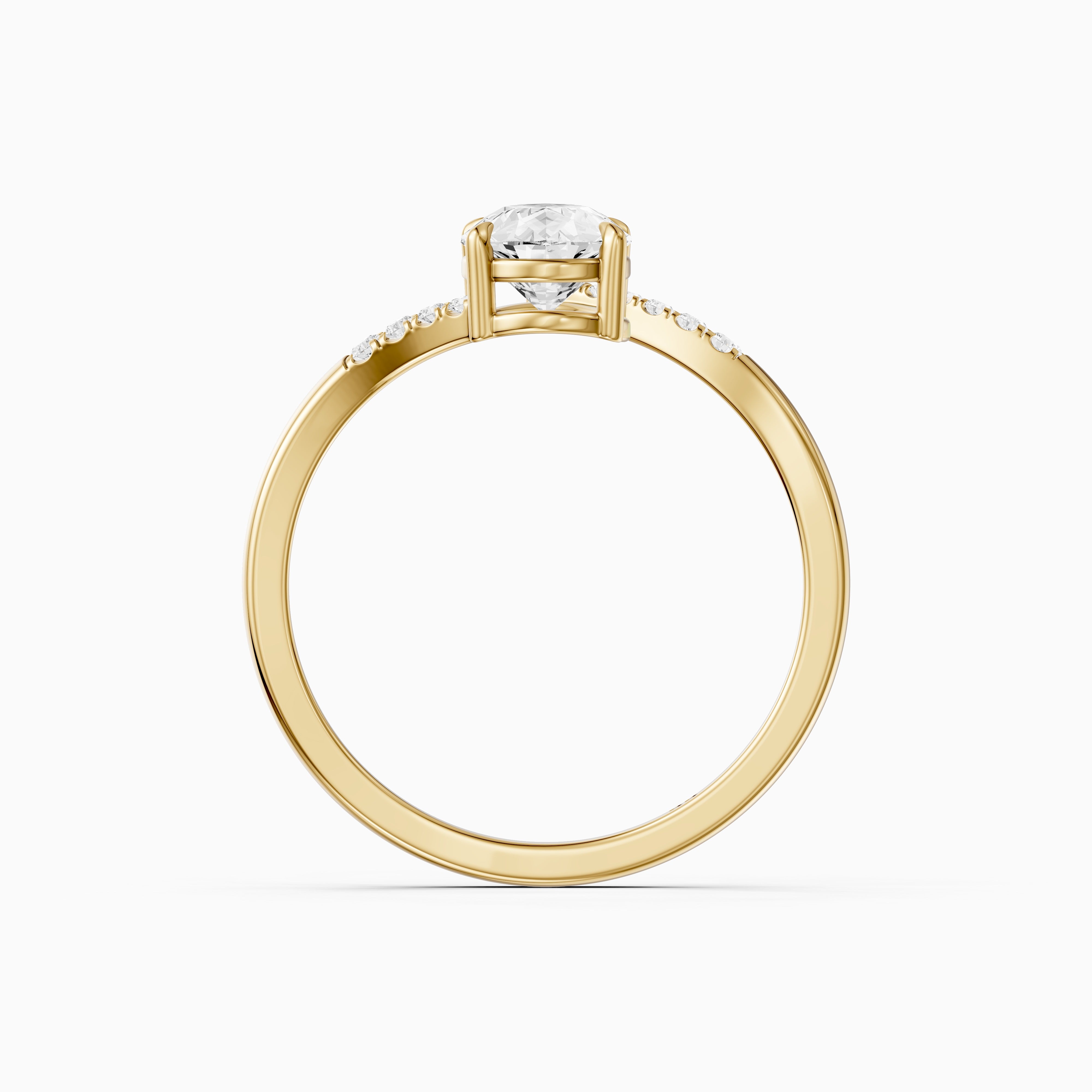 Juliet Pear Moissanite Diamond Ring with Bypass Shank