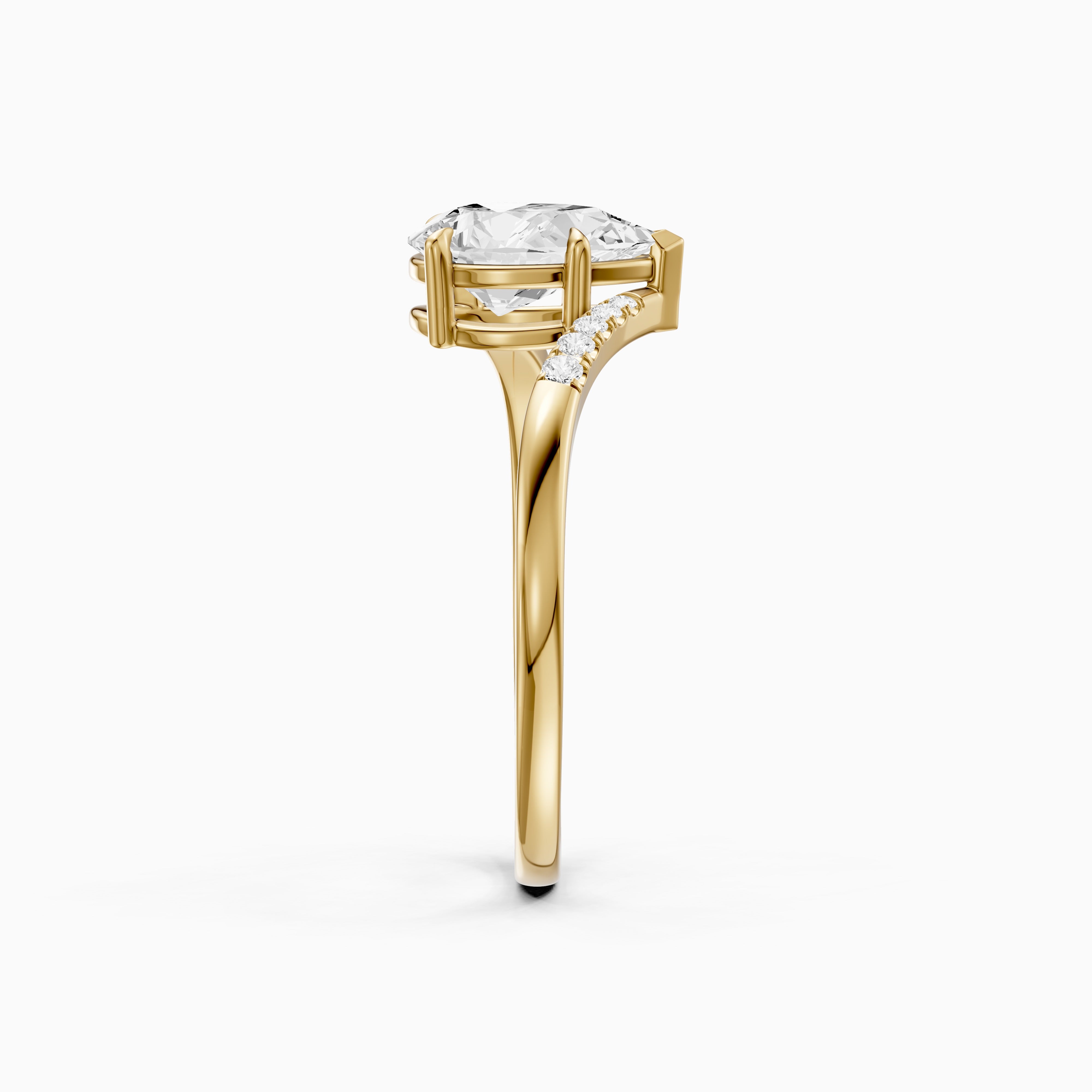 Juliet Pear Moissanite Diamond Ring with Bypass Shank