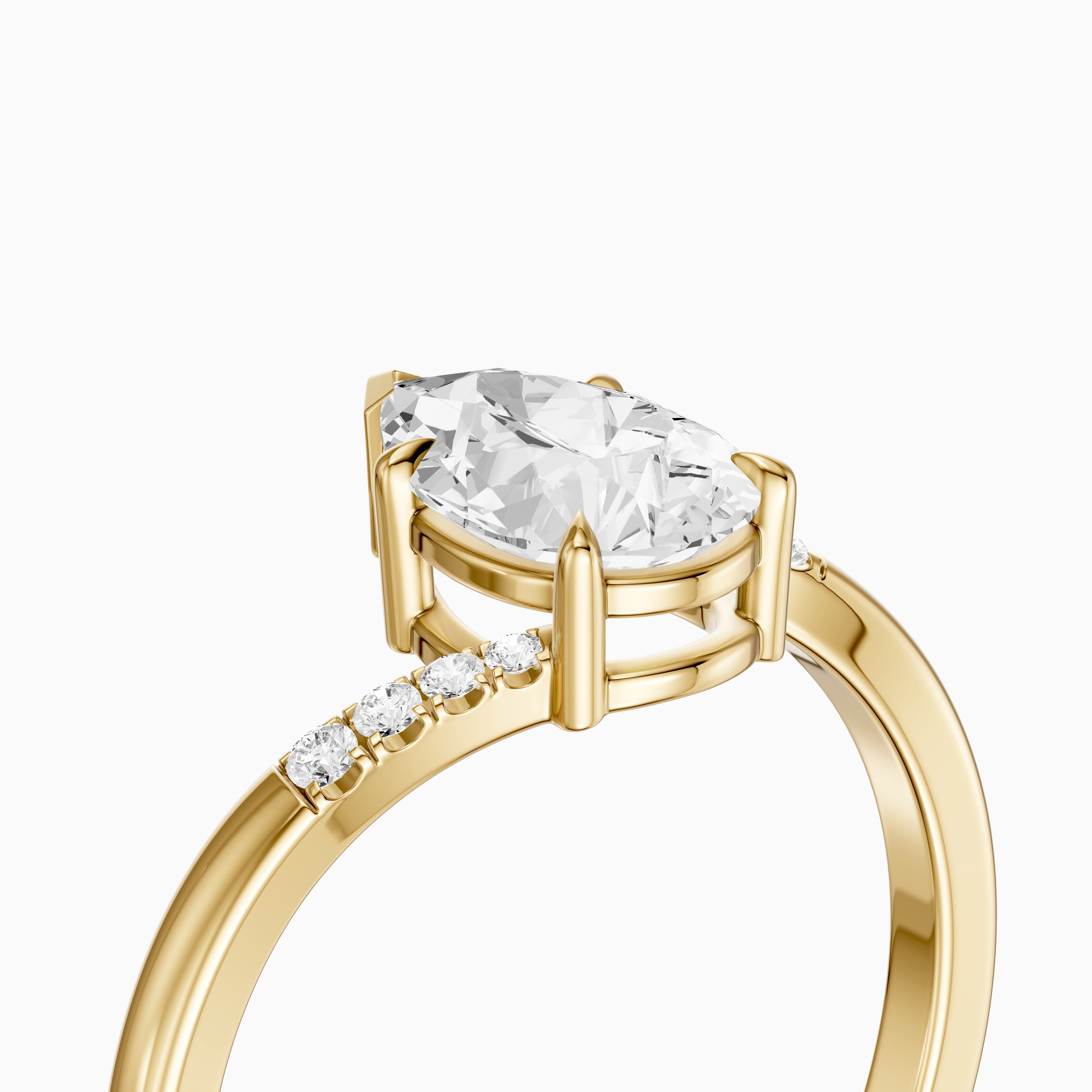 Juliet Pear Moissanite Diamond Ring with Bypass Shank
