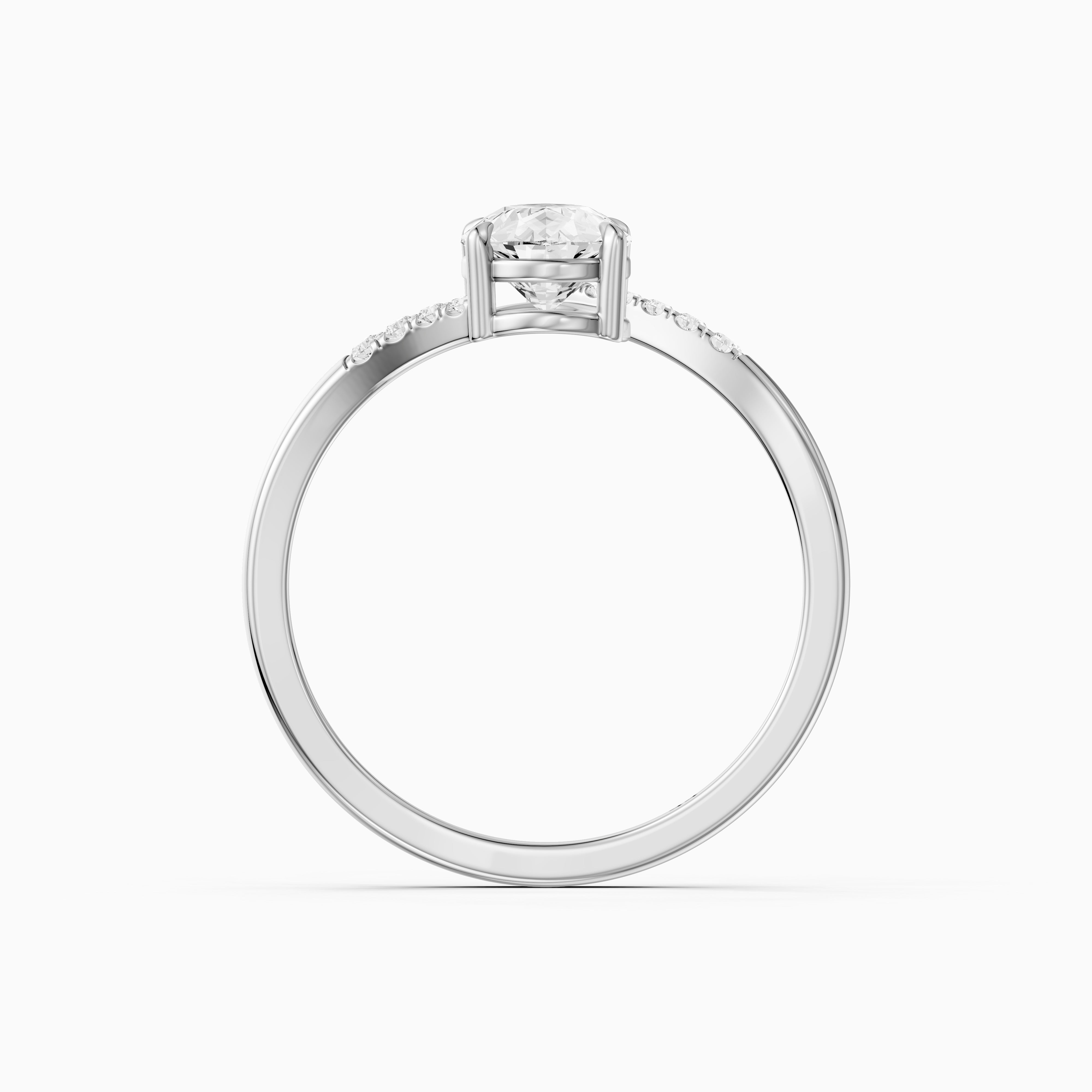 Juliet Pear Moissanite Diamond Ring with Bypass Shank