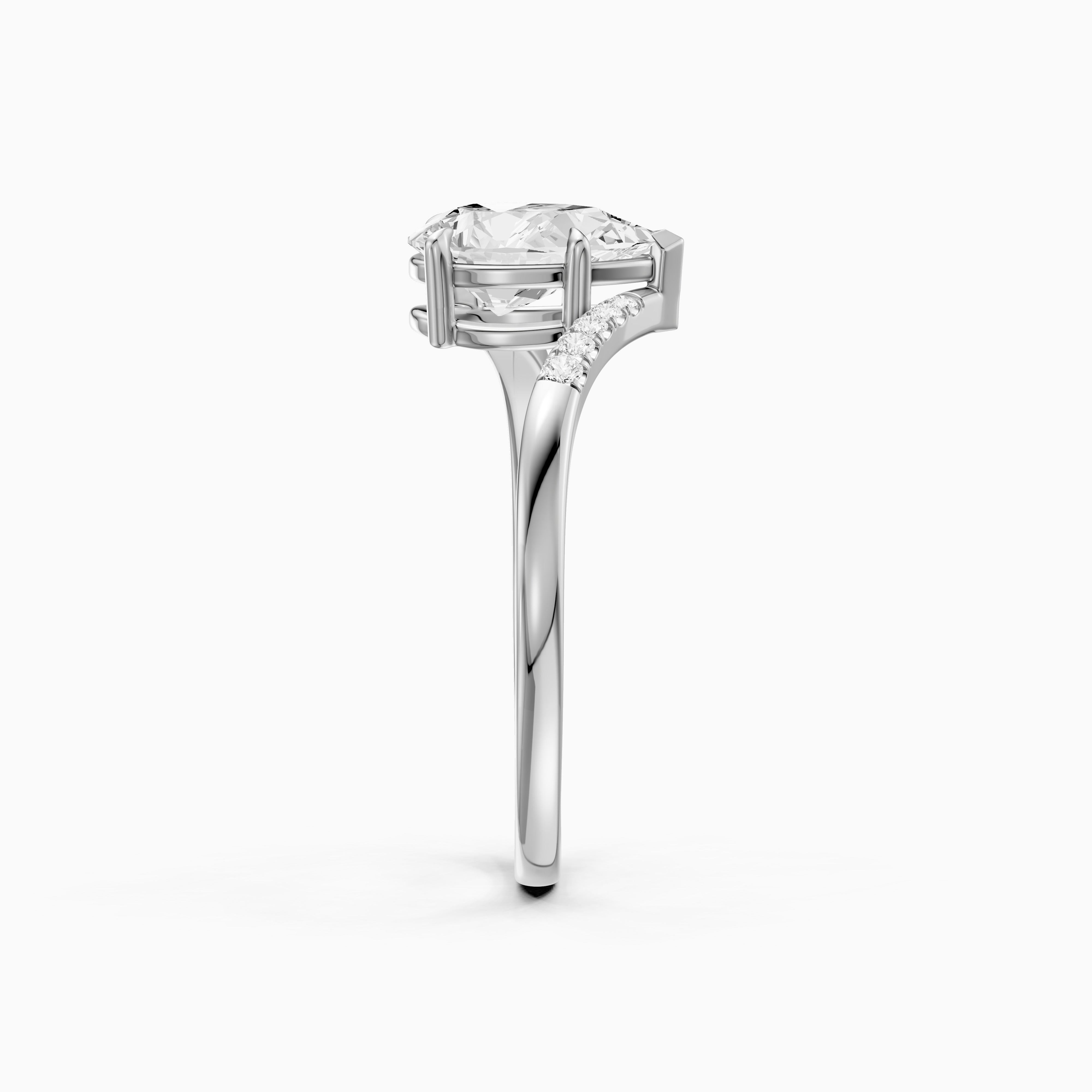 Juliet Pear Moissanite Diamond Ring with Bypass Shank