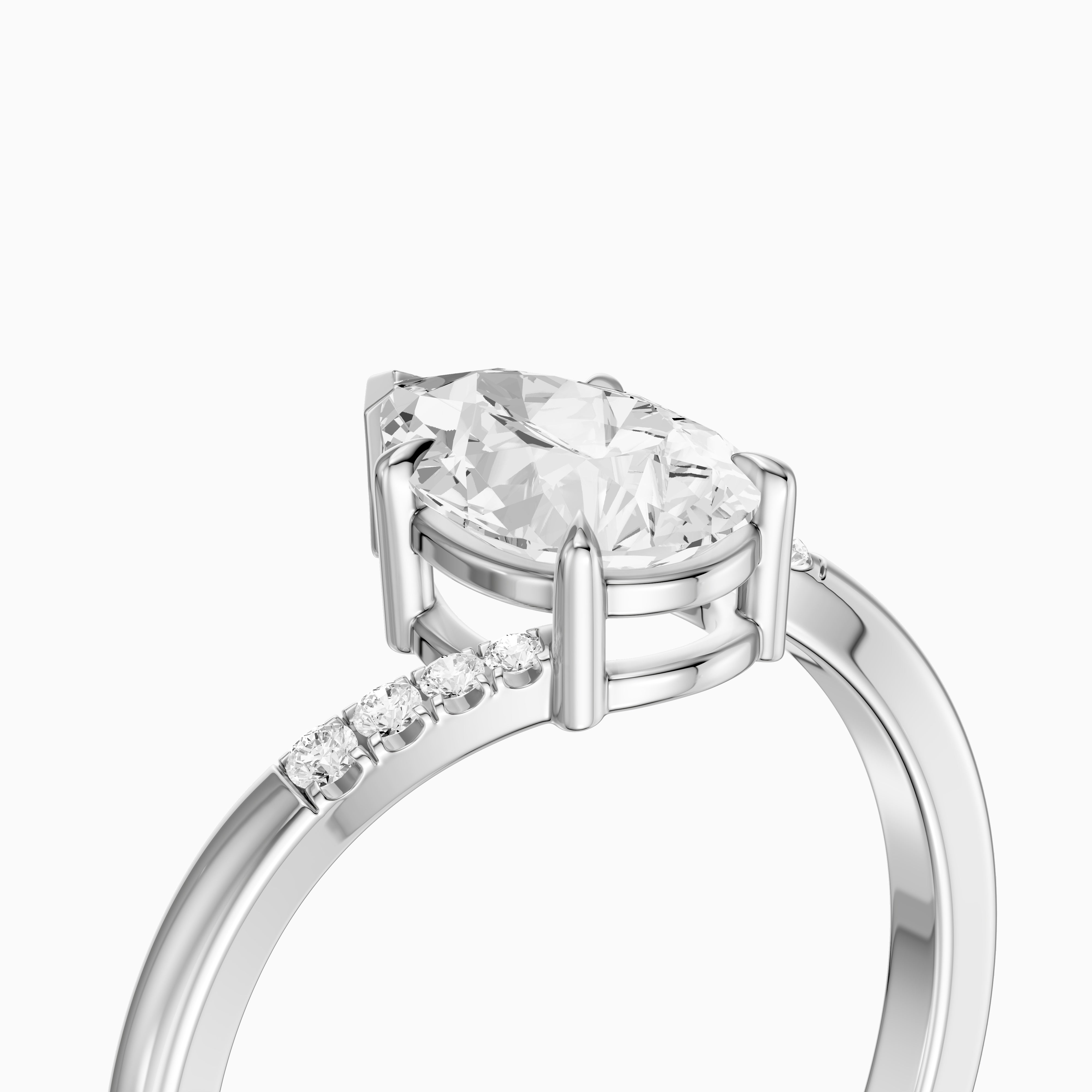 Juliet Pear Moissanite Diamond Ring with Bypass Shank