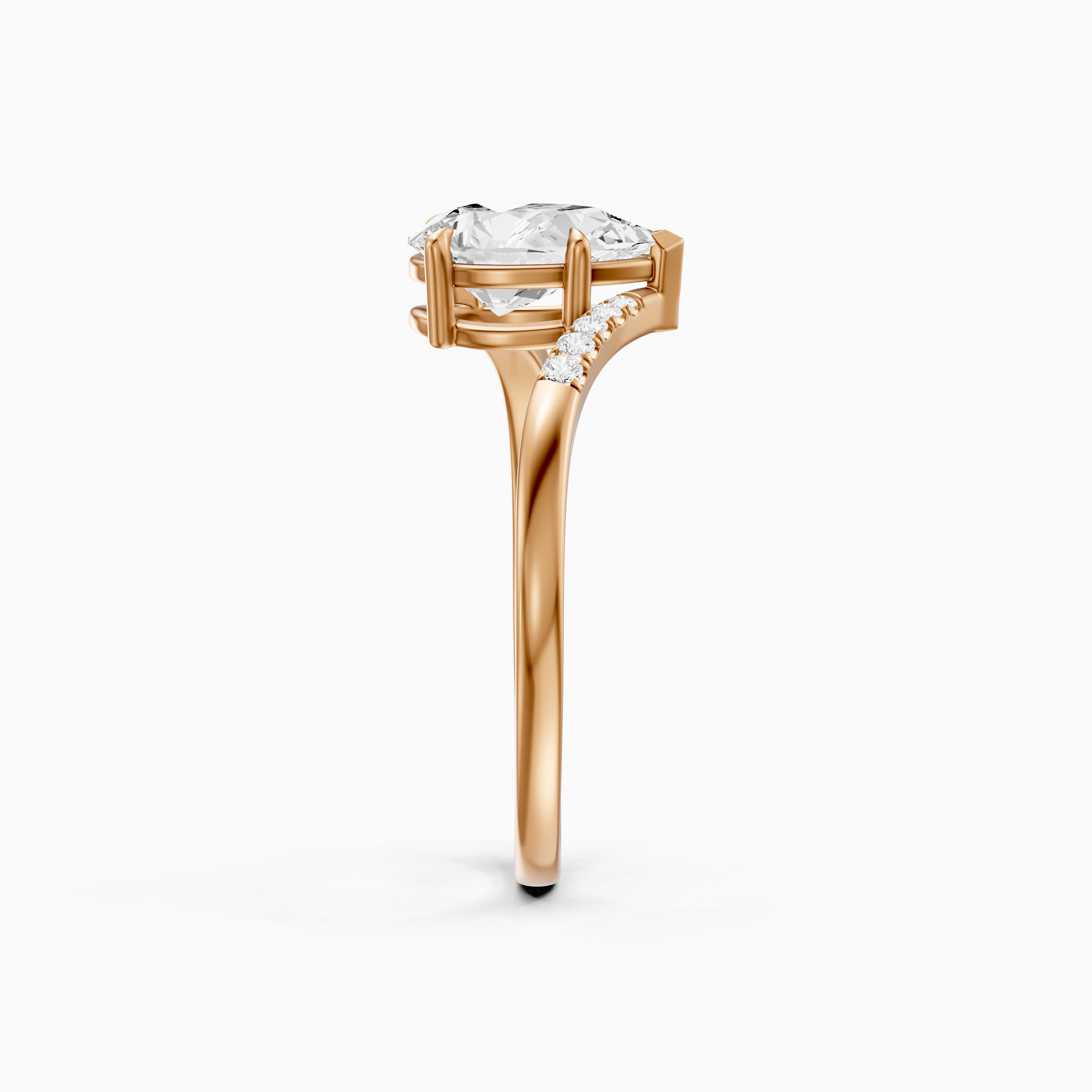 Juliet Pear Moissanite Diamond Ring with Bypass Shank
