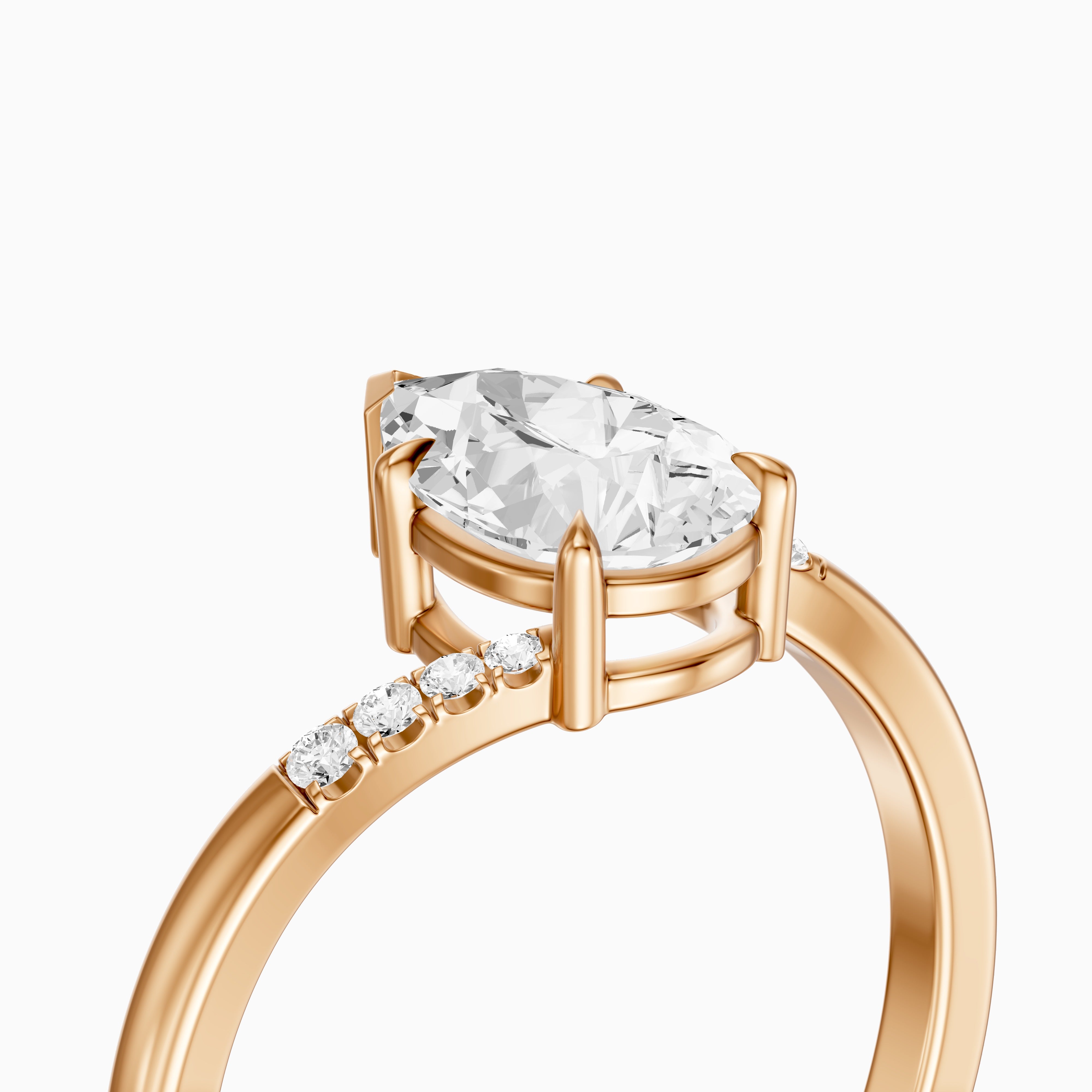 Juliet Pear Moissanite Diamond Ring with Bypass Shank