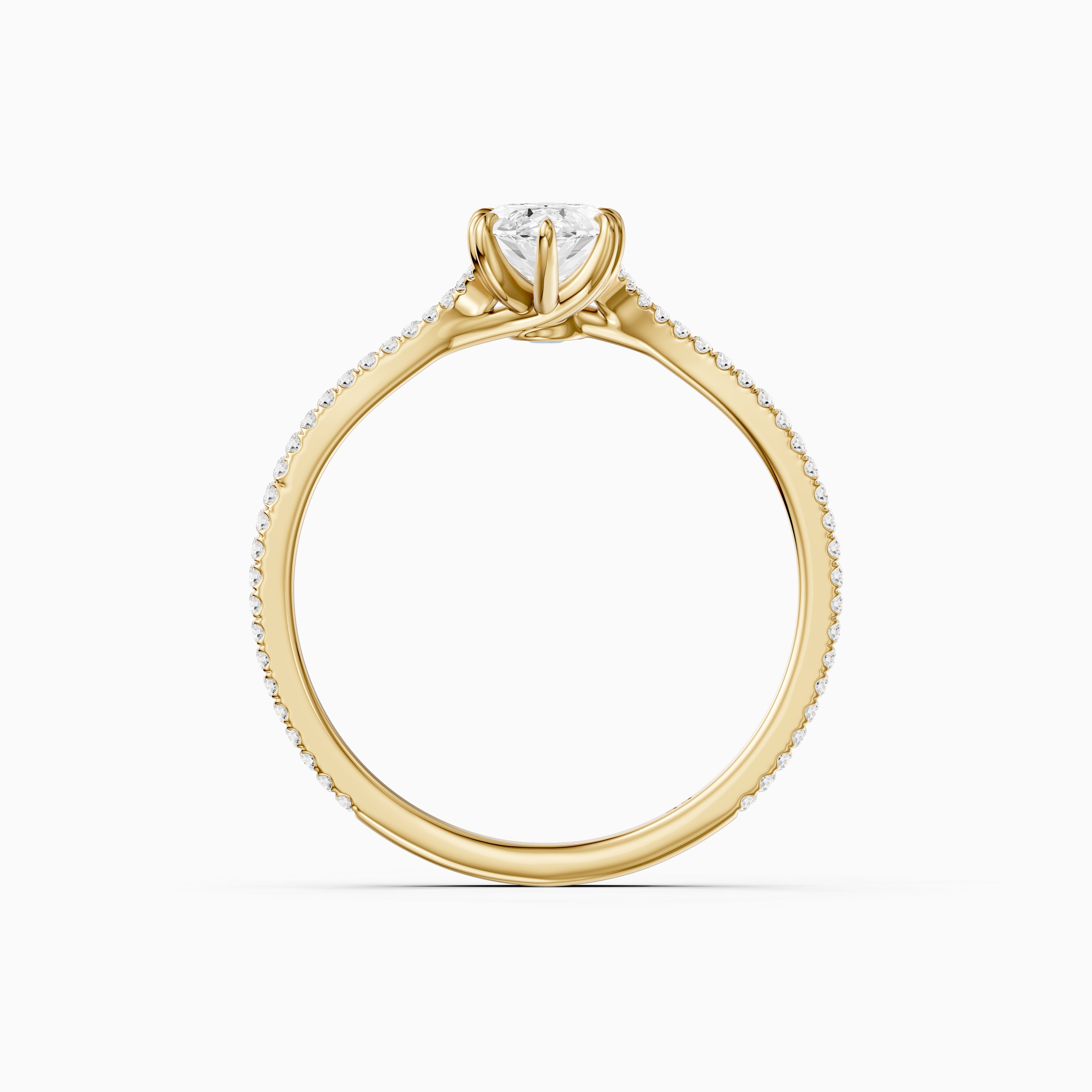 Evie Marquise Lab Grown Diamond Ring with Double Claw Prong and Pave Band