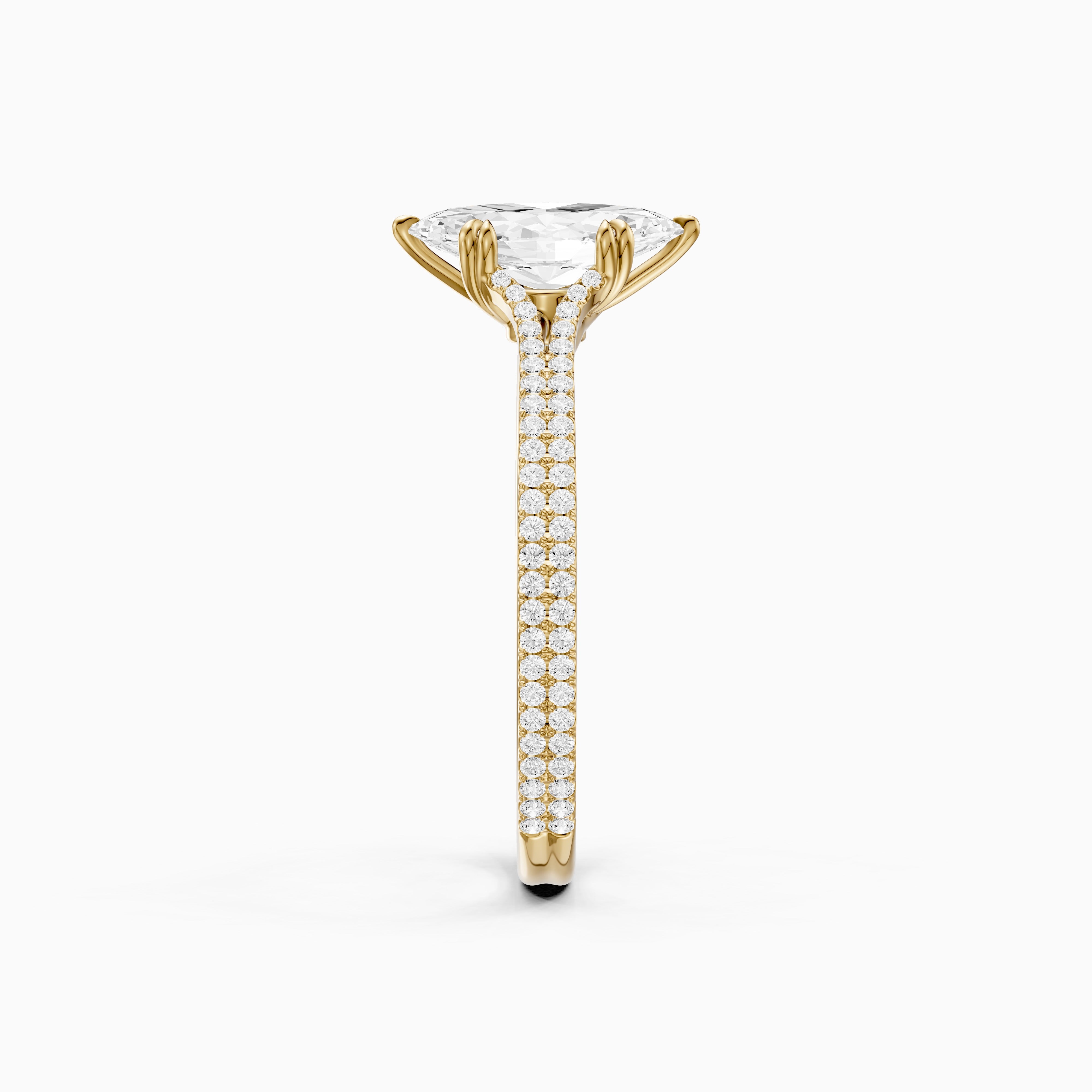 Evie Marquise Lab Grown Diamond Ring with Double Claw Prong and Pave Band