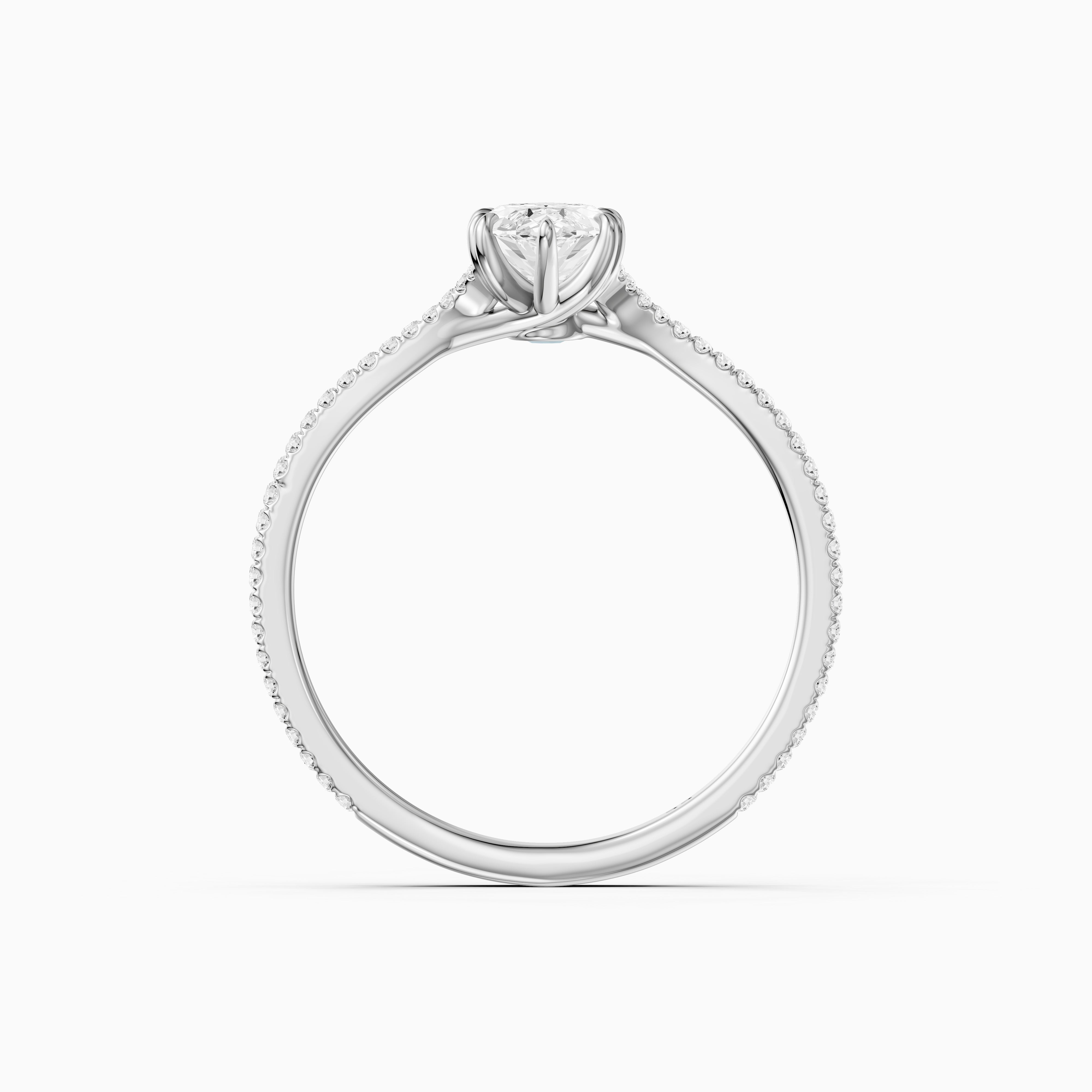 Evie Marquise Lab Grown Diamond Ring with Double Claw Prong and Pave Band