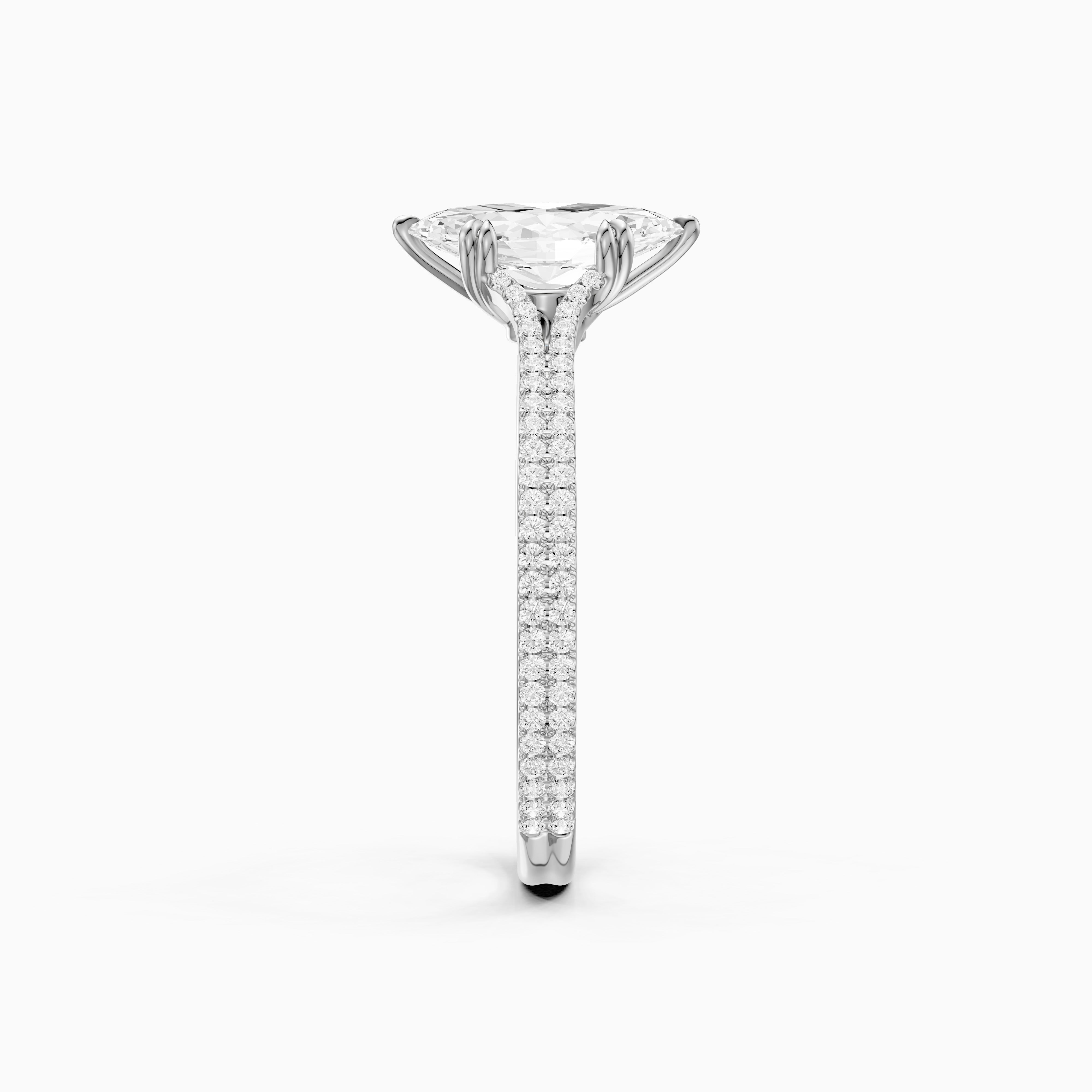 Evie Marquise Lab Grown Diamond Ring with Double Claw Prong and Pave Band
