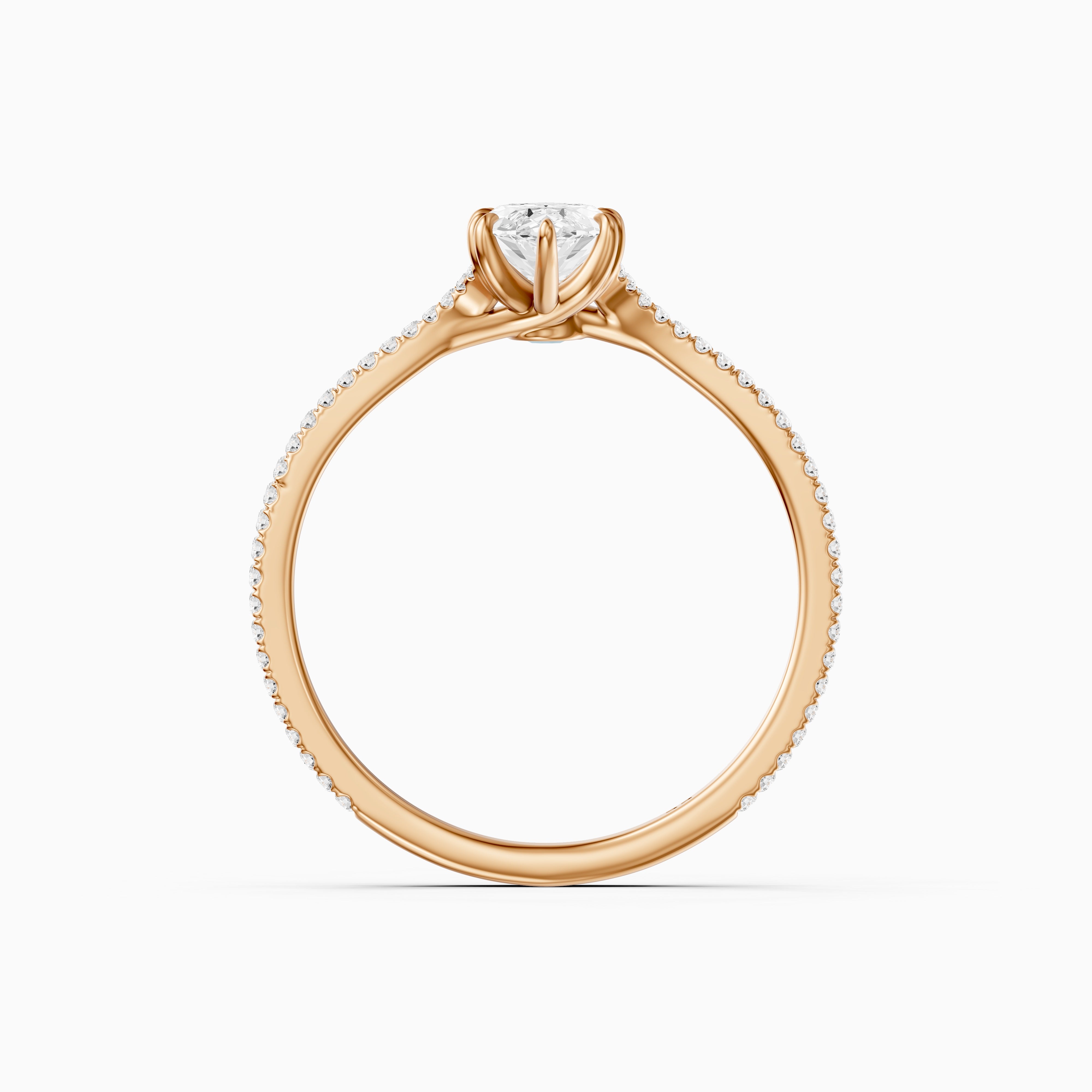 Evie Marquise Lab Grown Diamond Ring with Double Claw Prong and Pave Band