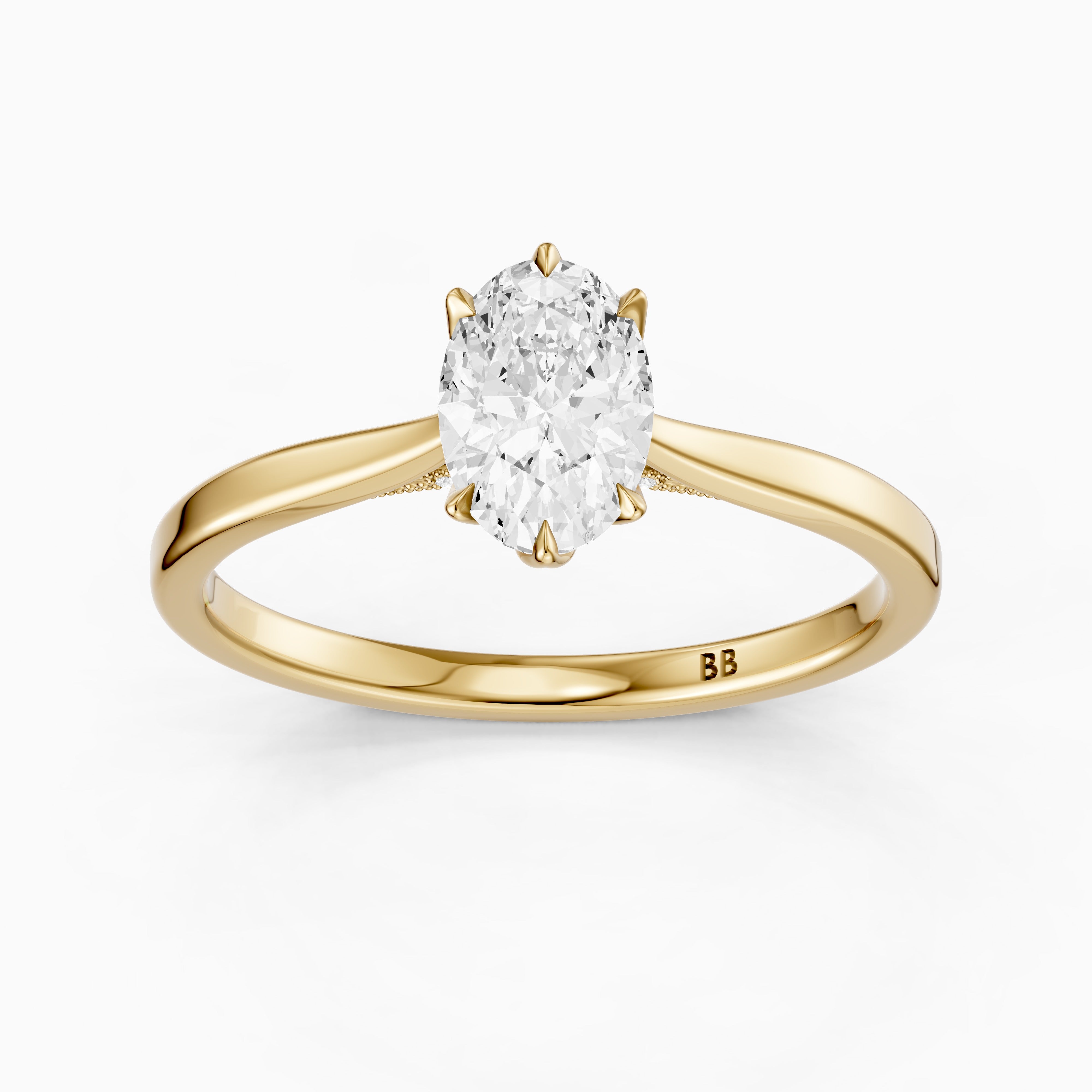 Rory Oval Lab Grown Diamond Cathedral Solitaire Ring