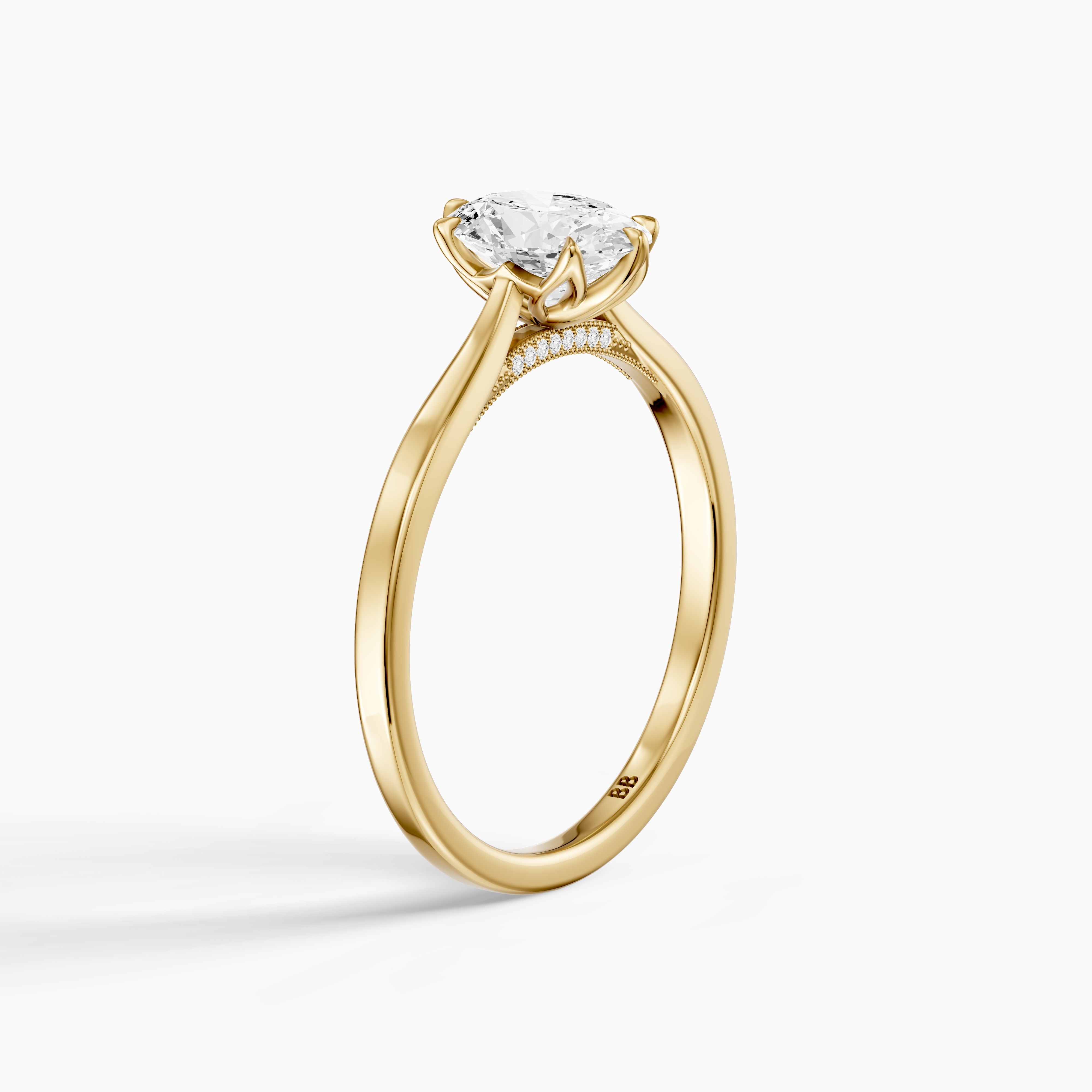 Rory Oval Lab Grown Diamond Cathedral Solitaire Ring