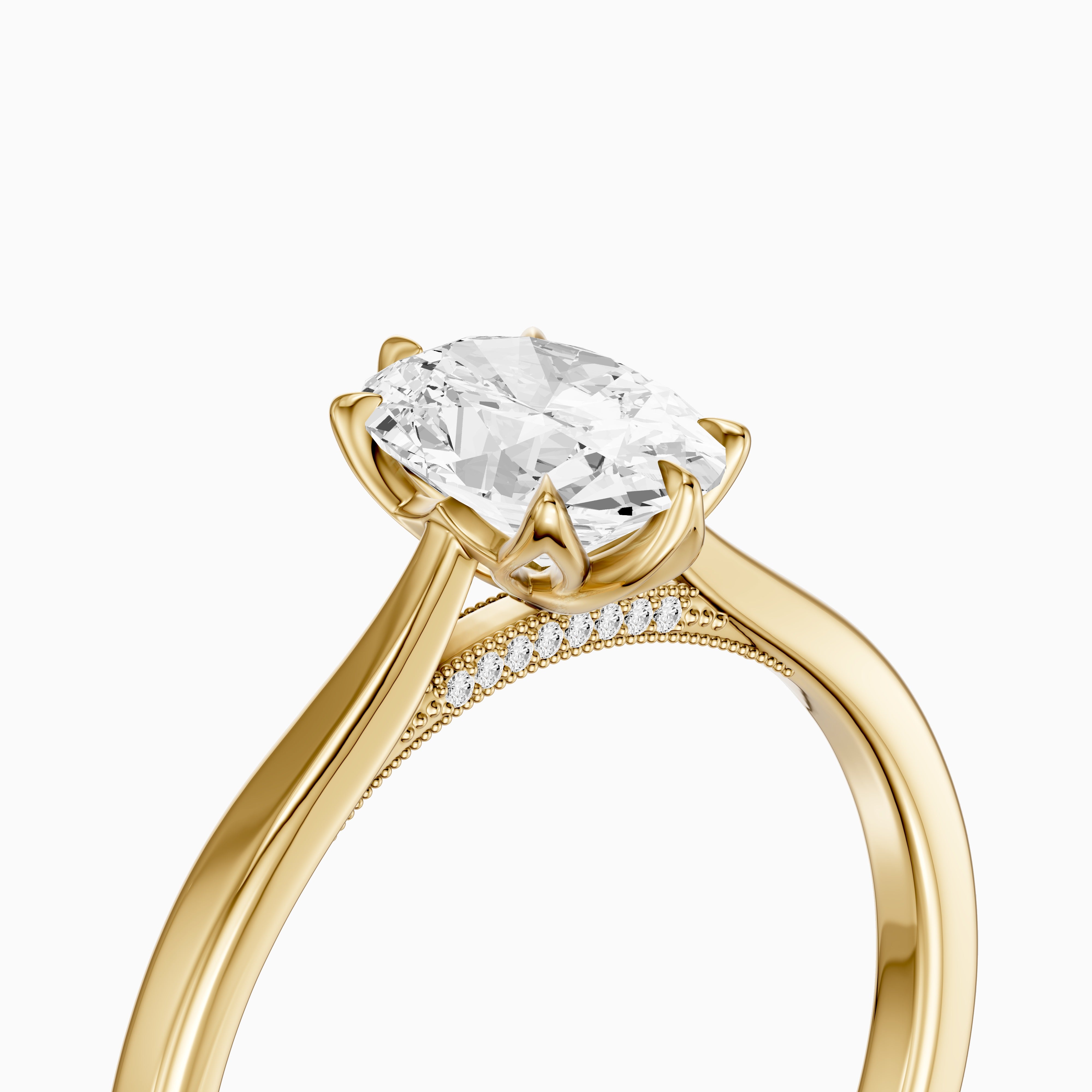 Rory Oval Moissanite Diamond Tulip Cathedral Solitaire Ring