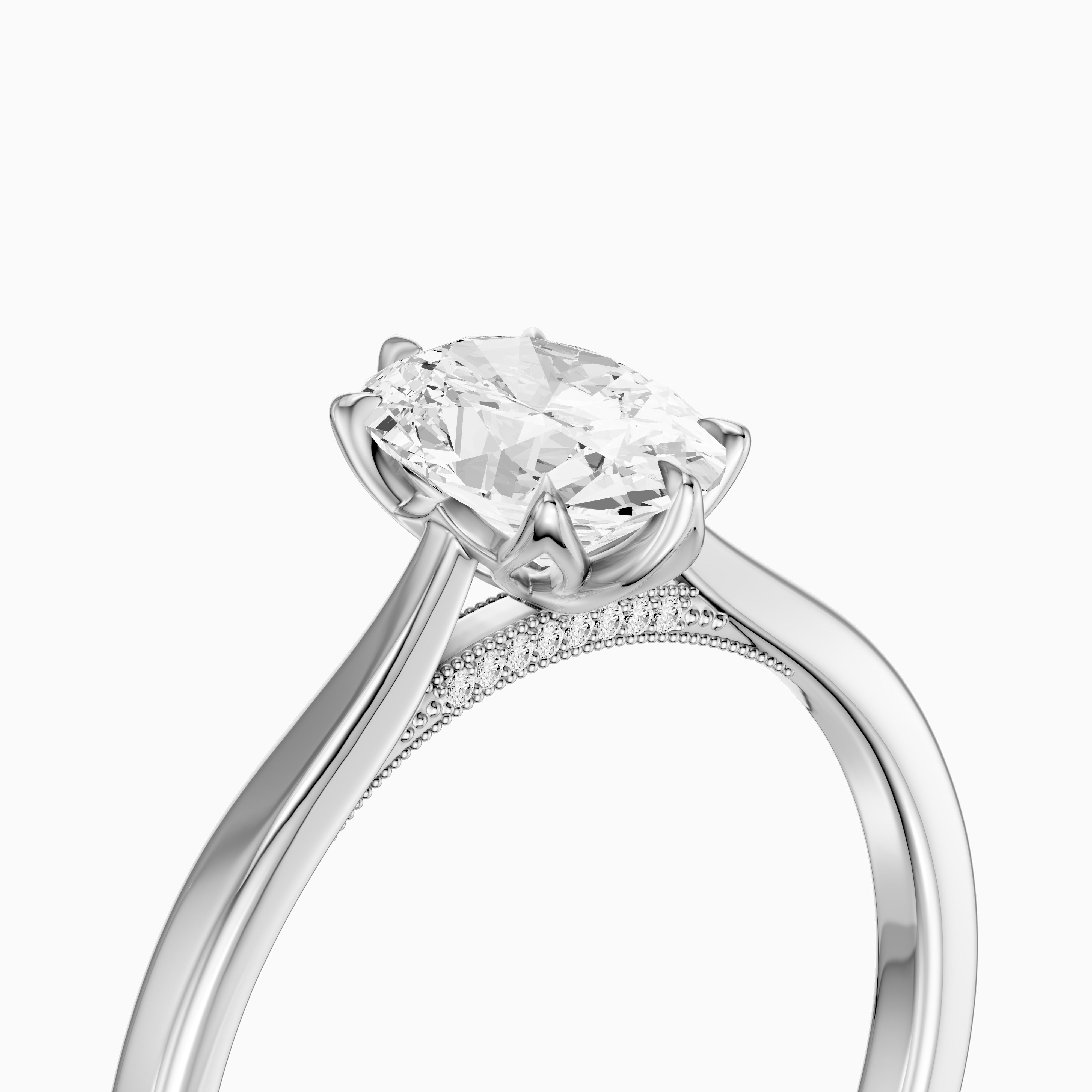 Rory Oval Moissanite Diamond Tulip Cathedral Solitaire Ring