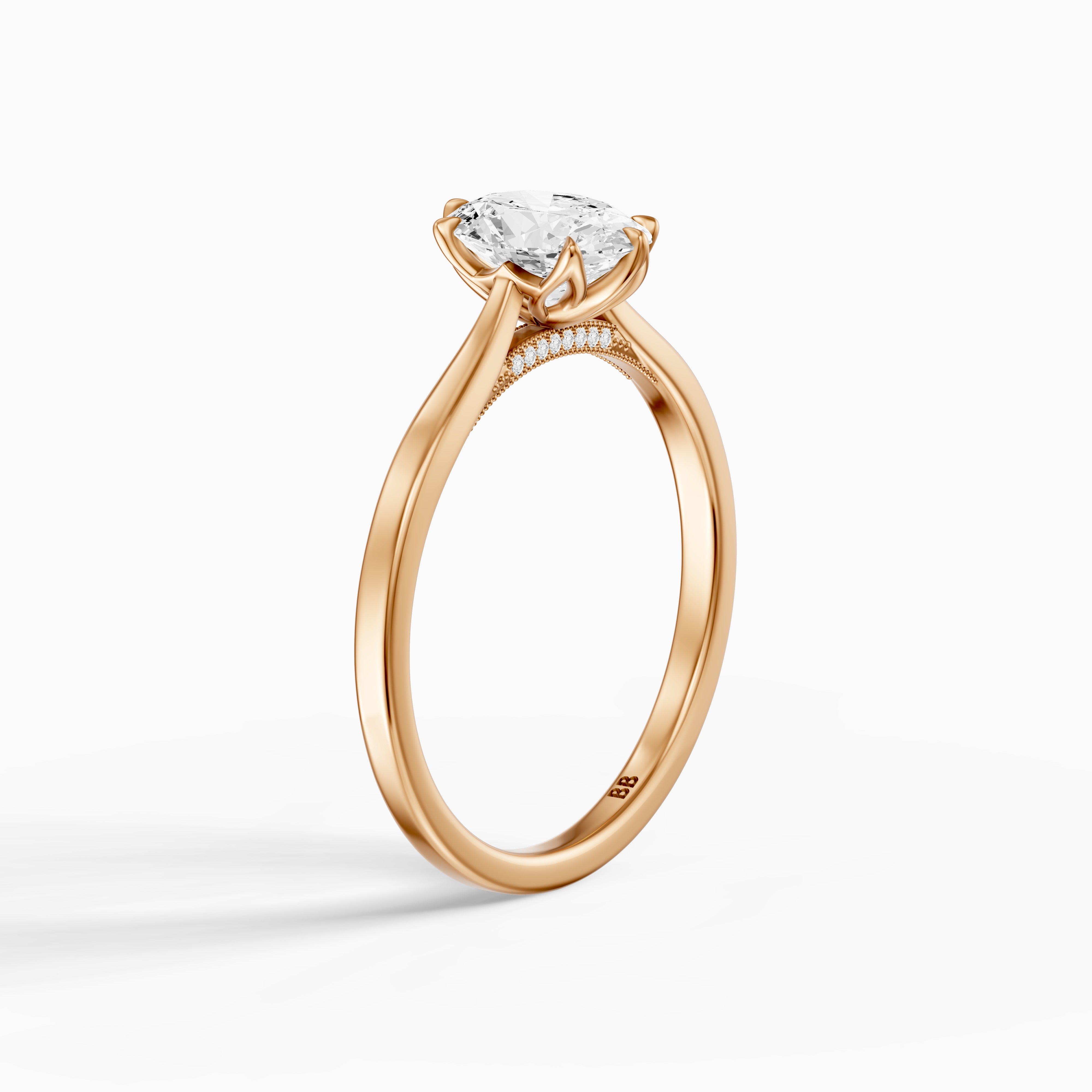 Rory Oval Moissanite Diamond Tulip Cathedral Solitaire Ring