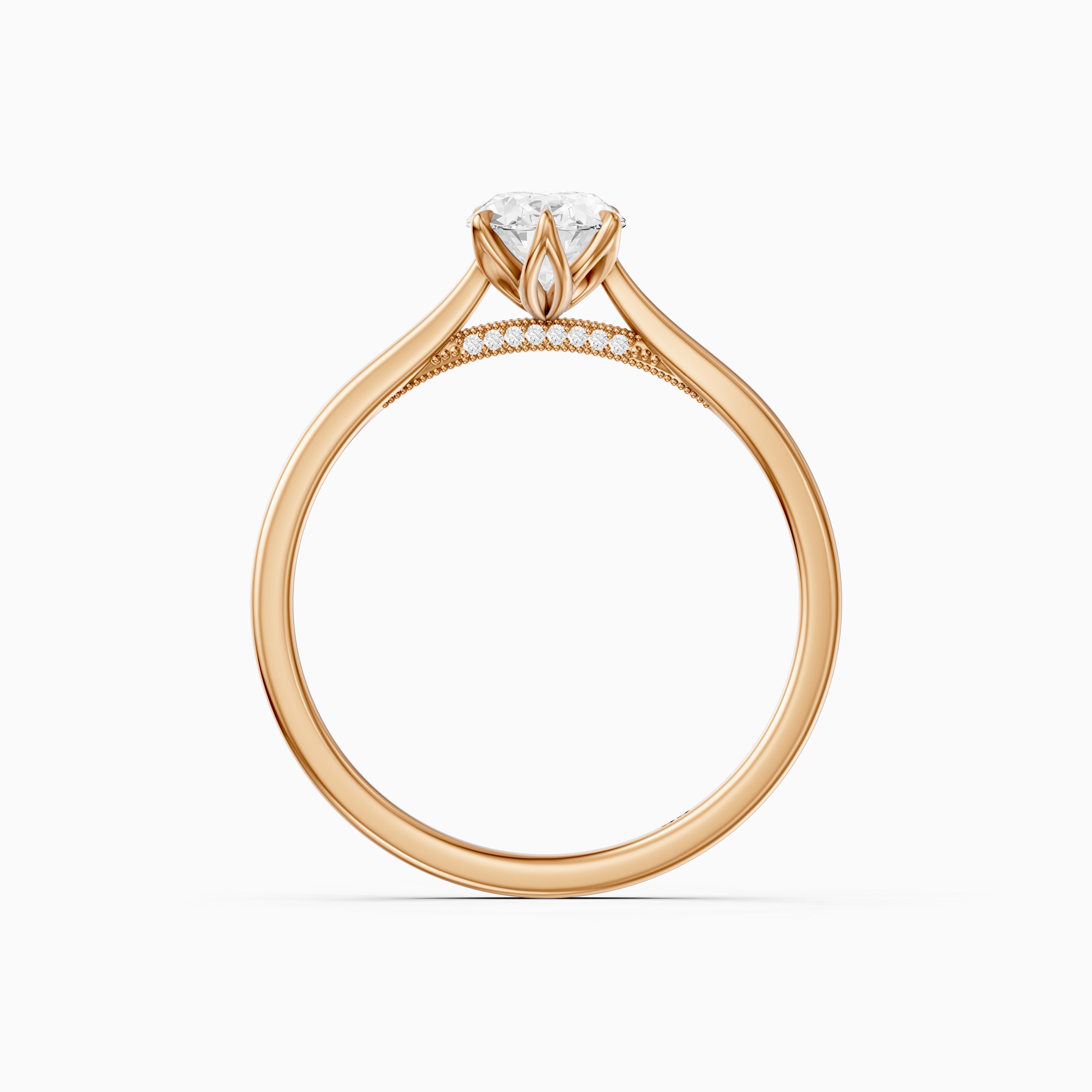 Rory Oval Moissanite Diamond Tulip Cathedral Solitaire Ring