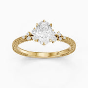 Marley Oval Lab Grown Diamond Vintage Ring with Milgrain Band