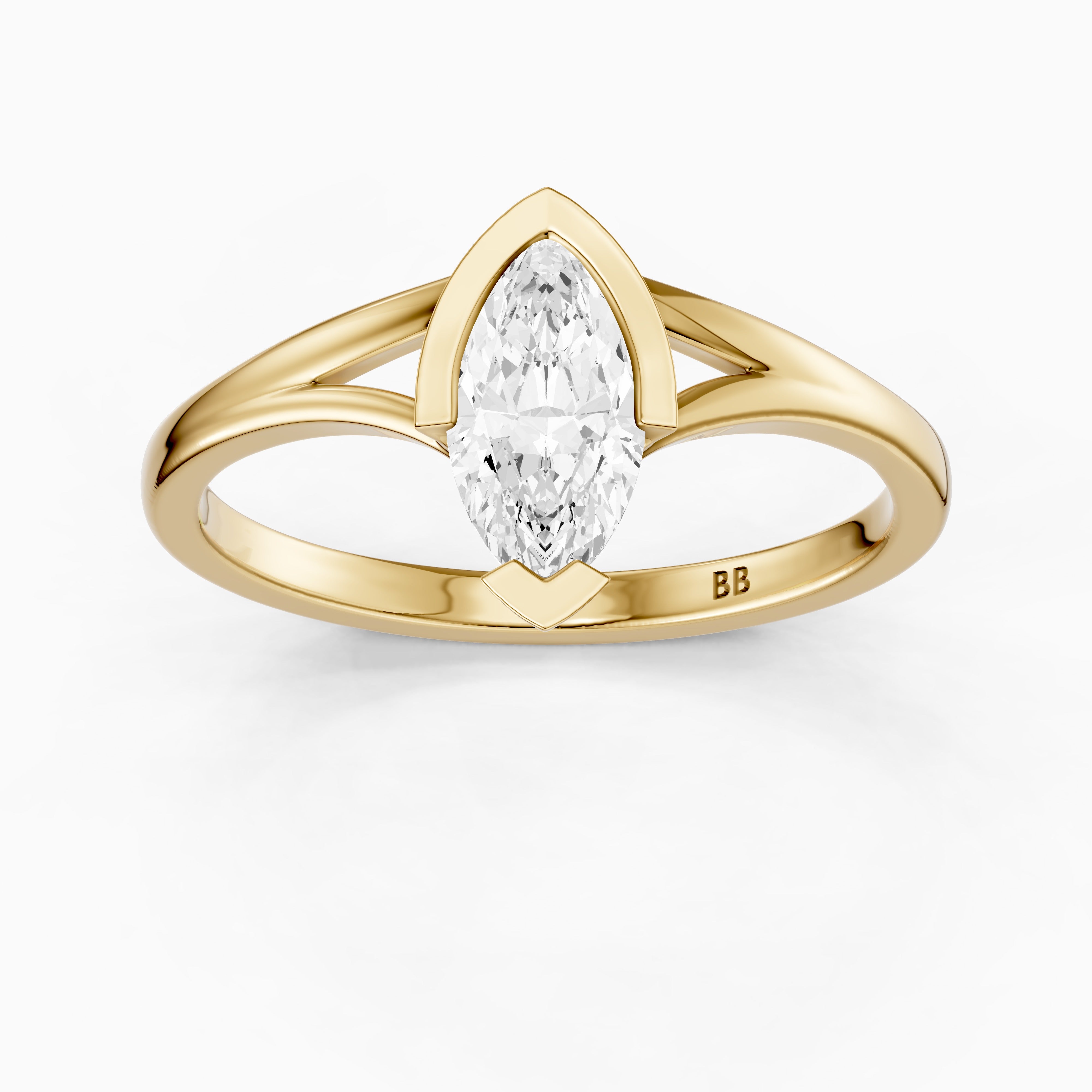 Sydney Marquise Lab Grown Diamond Half Bezel Split Shank Ring