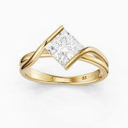 Leia Princess Cut Lab Grown Diamond East West Twist Ring