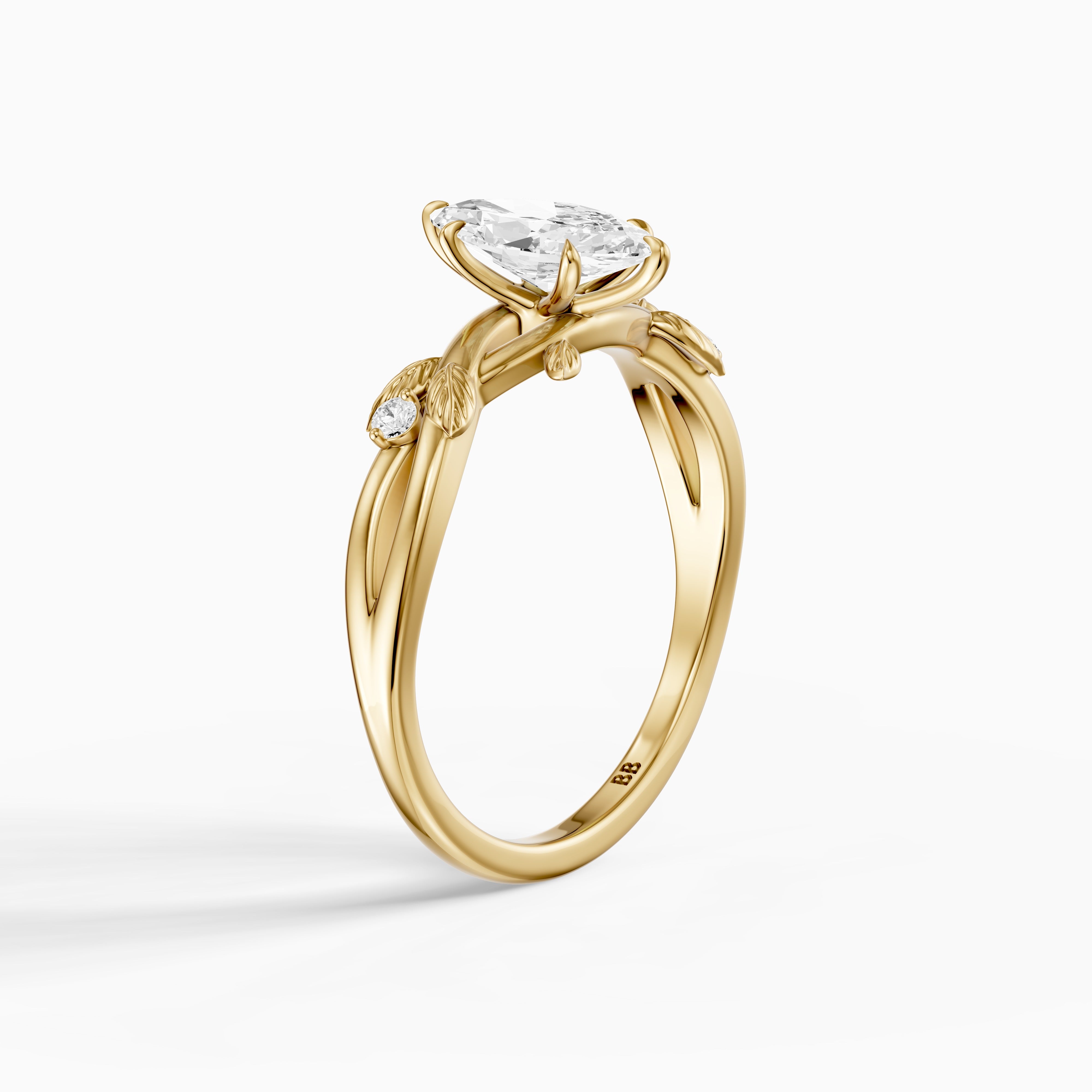 Luciana Marquise Lab Grown Diamond Leaf Vine Ring with Side Stones