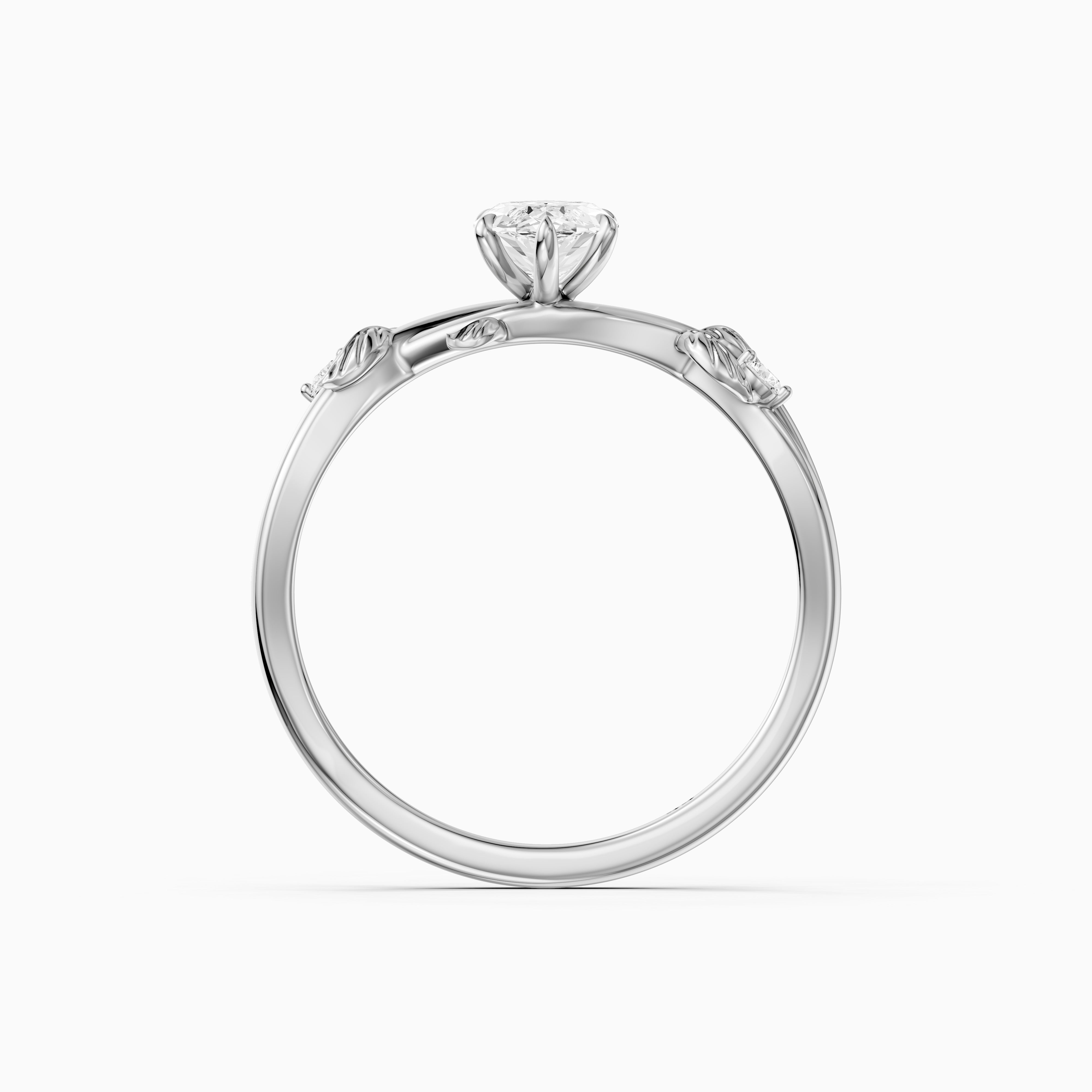 Luciana Marquise Moissanite Diamond Leaf Vine Ring with Side Stones