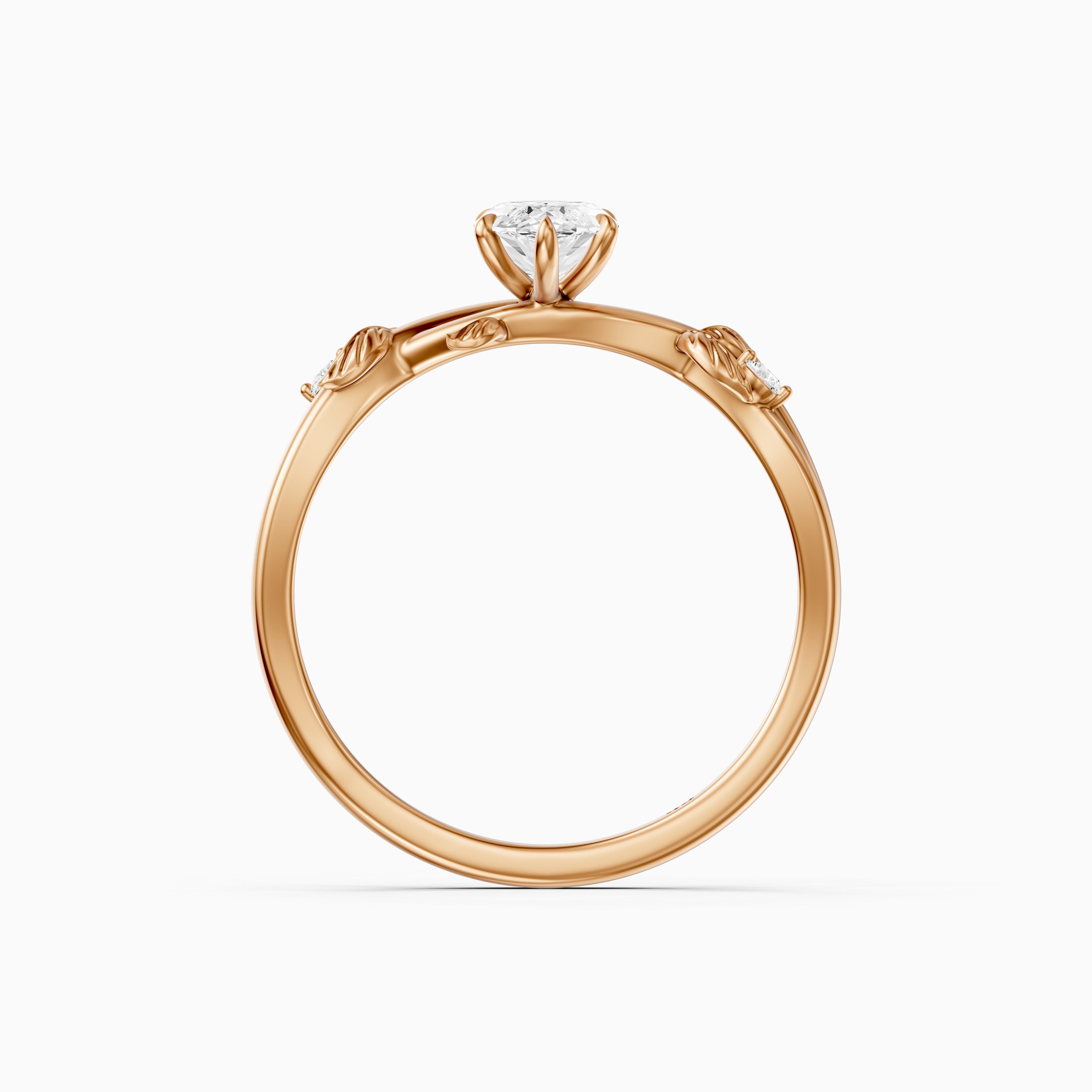 Luciana Marquise Moissanite Diamond Leaf Vine Ring with Side Stones