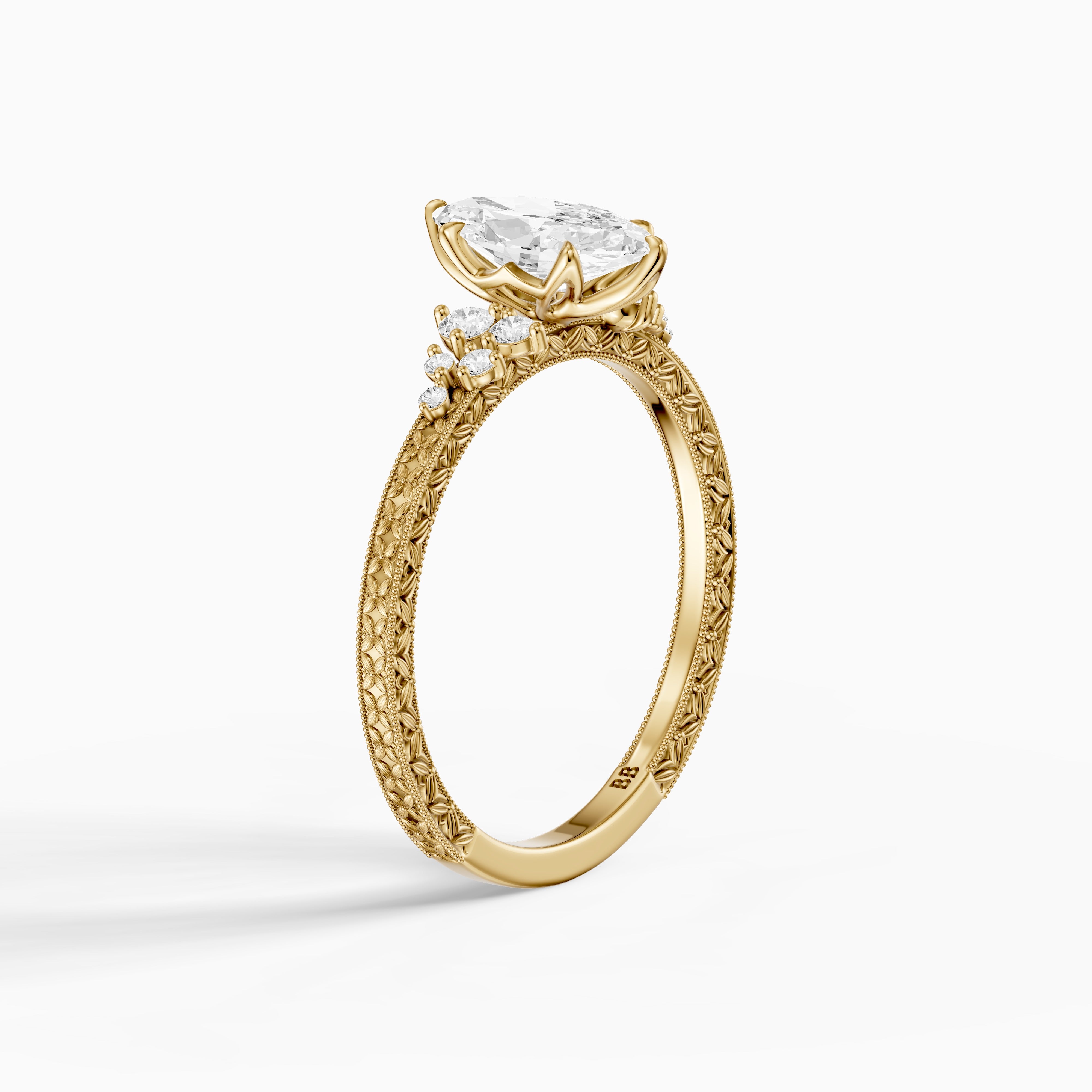 Amari Marquise Lab Grown Diamond Ring with Vintage Milgrain Band