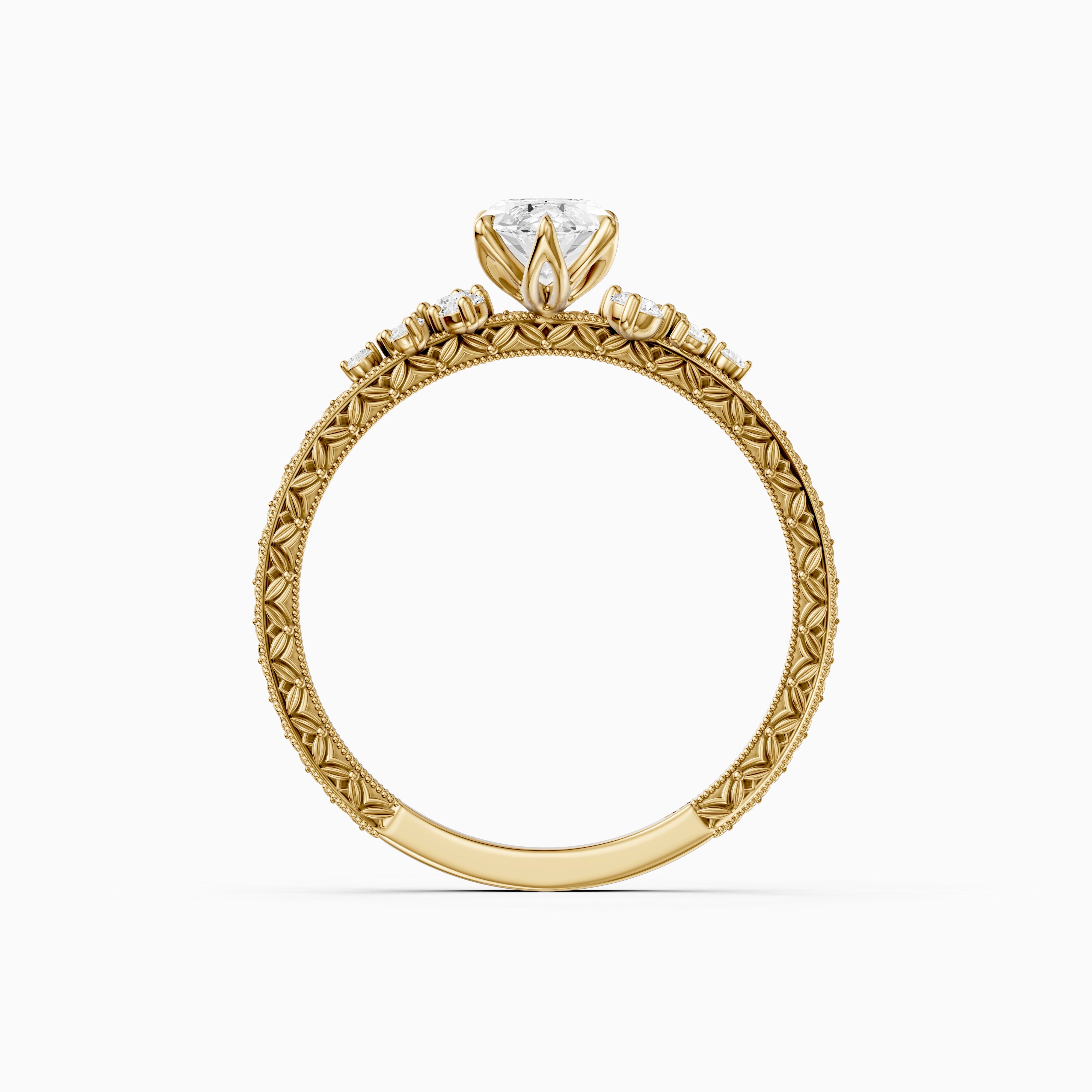 Amari Marquise Lab Grown Diamond Ring with Vintage Milgrain Band