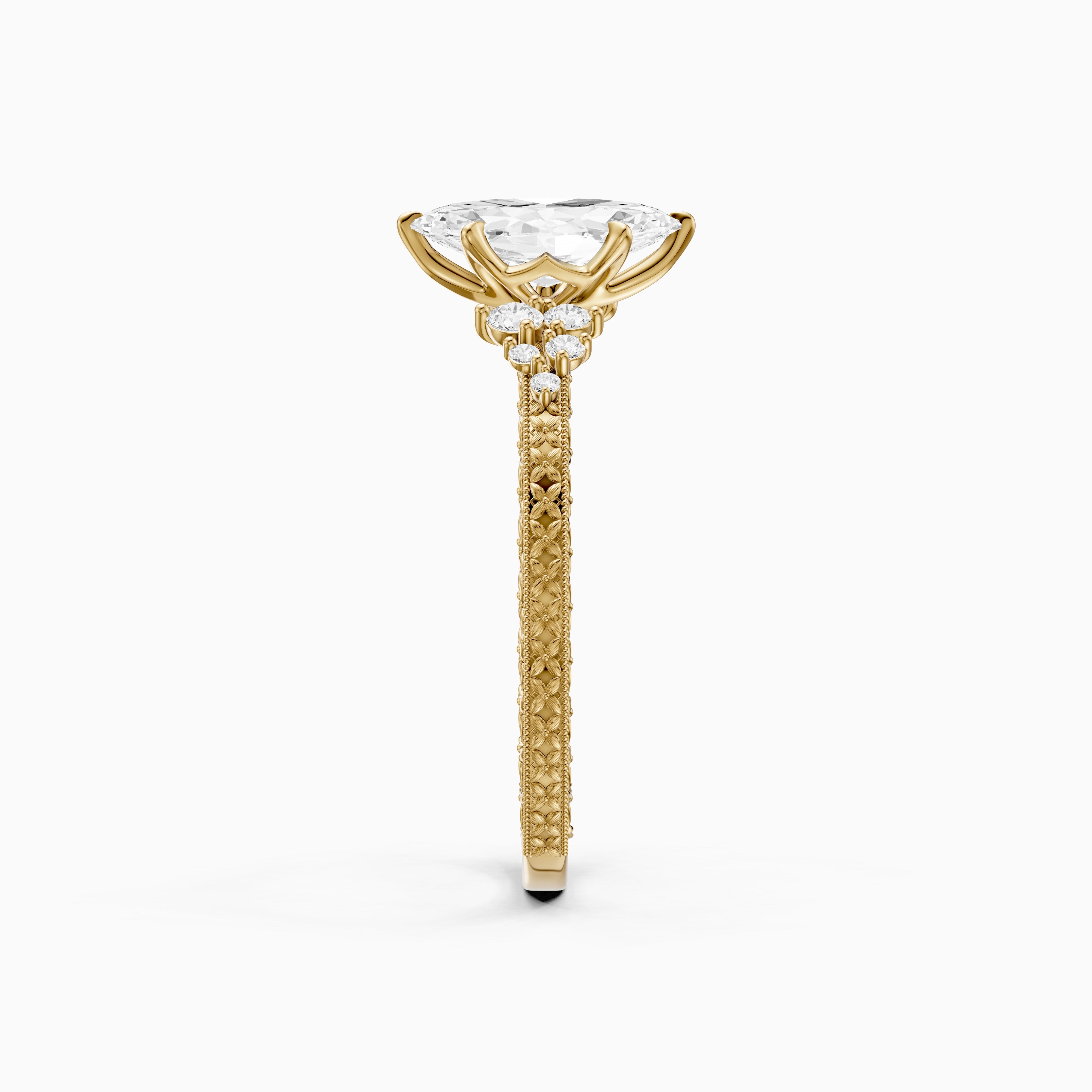 Amari Marquise Lab Grown Diamond Ring with Vintage Milgrain Band