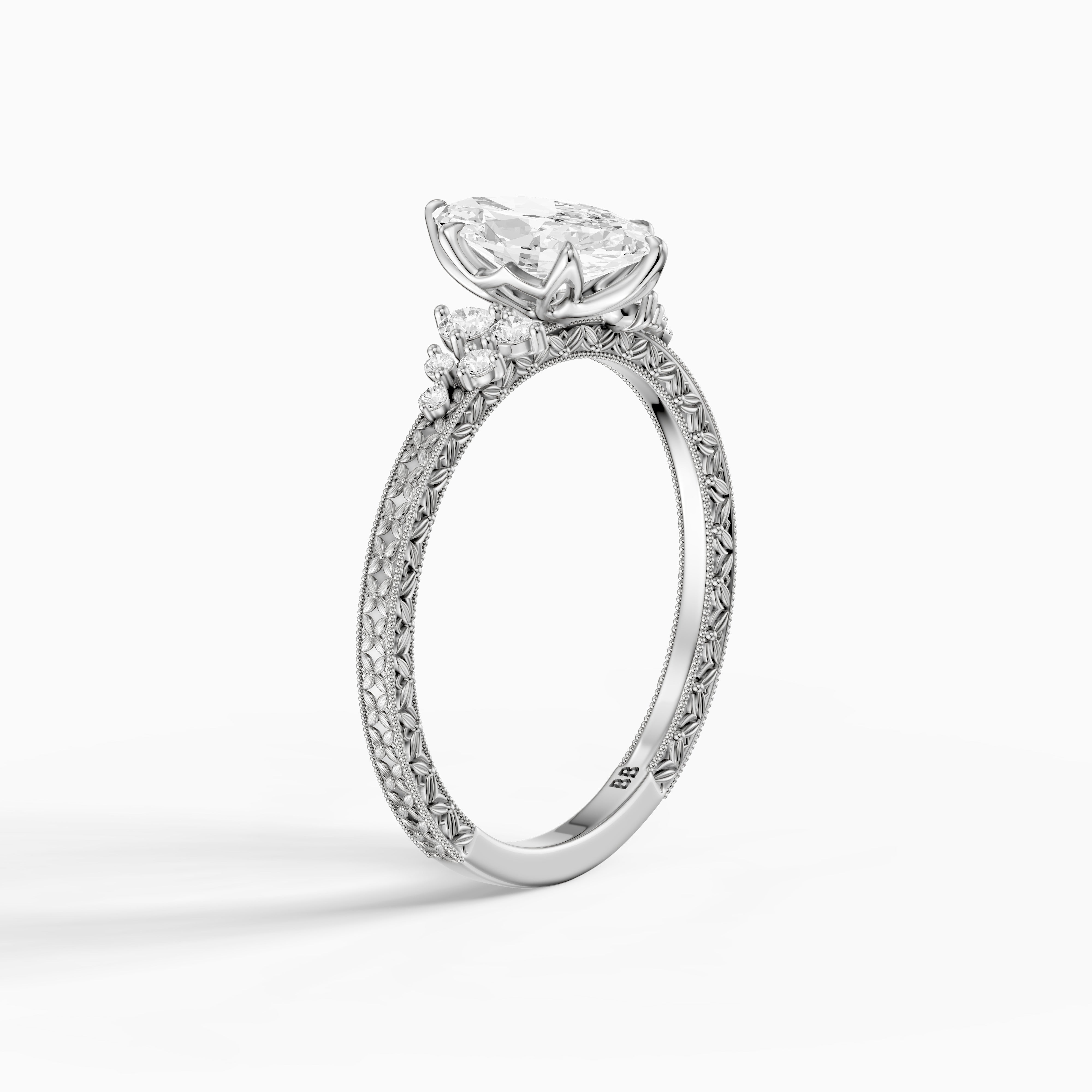 Amari Marquise Lab Grown Diamond Ring with Vintage Milgrain Band