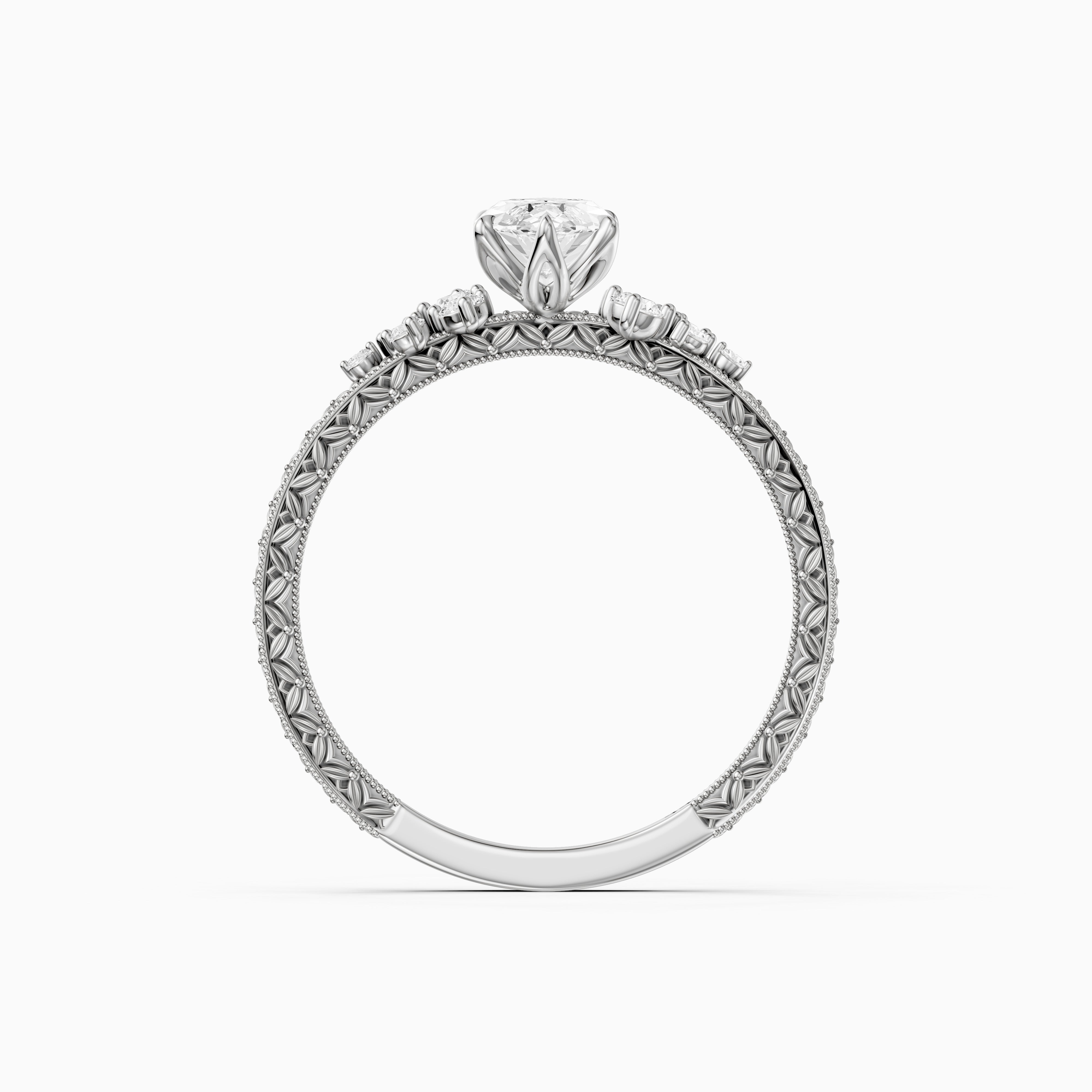 Amari Marquise Lab Grown Diamond Ring with Vintage Milgrain Band