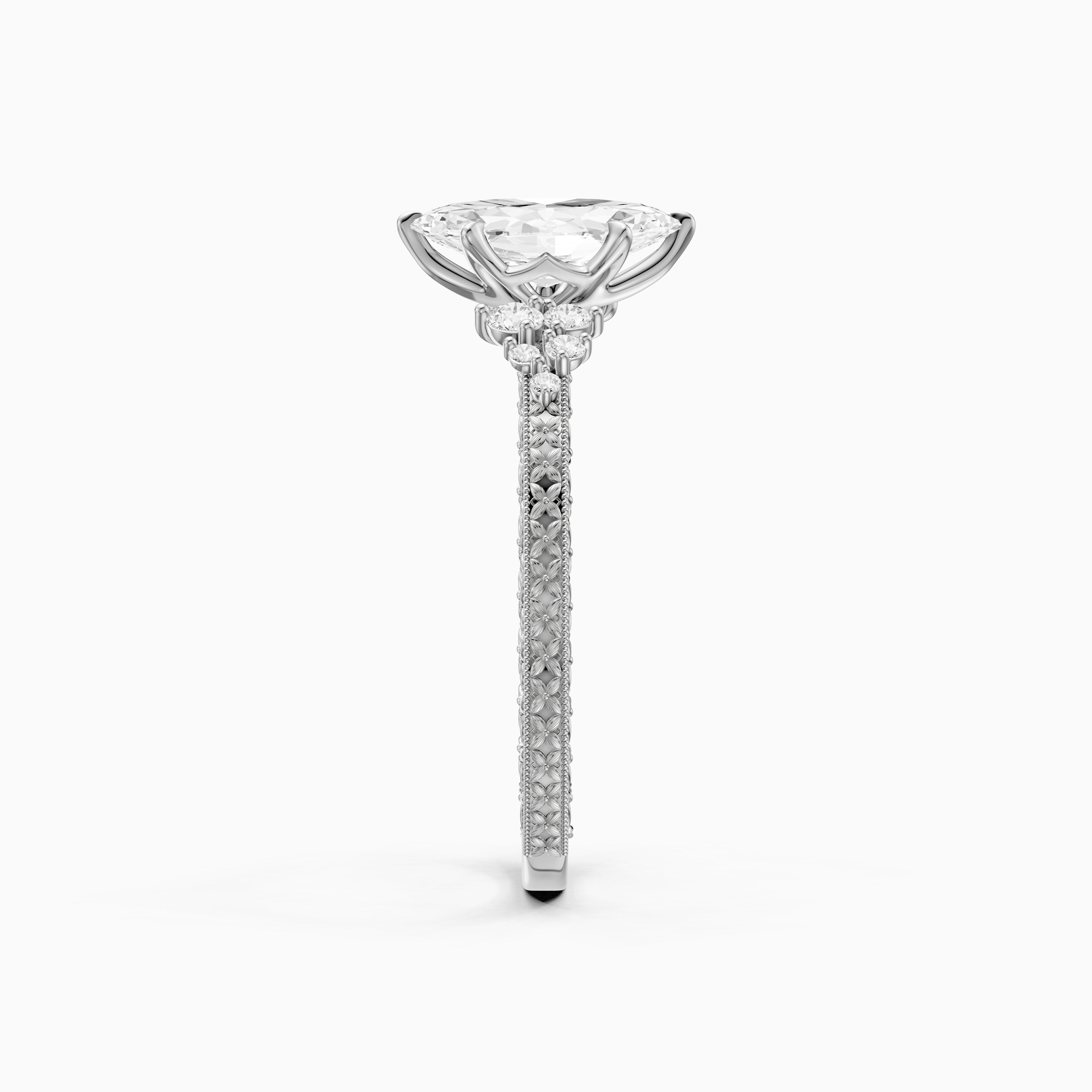 Amari Marquise Lab Grown Diamond Ring with Vintage Milgrain Band