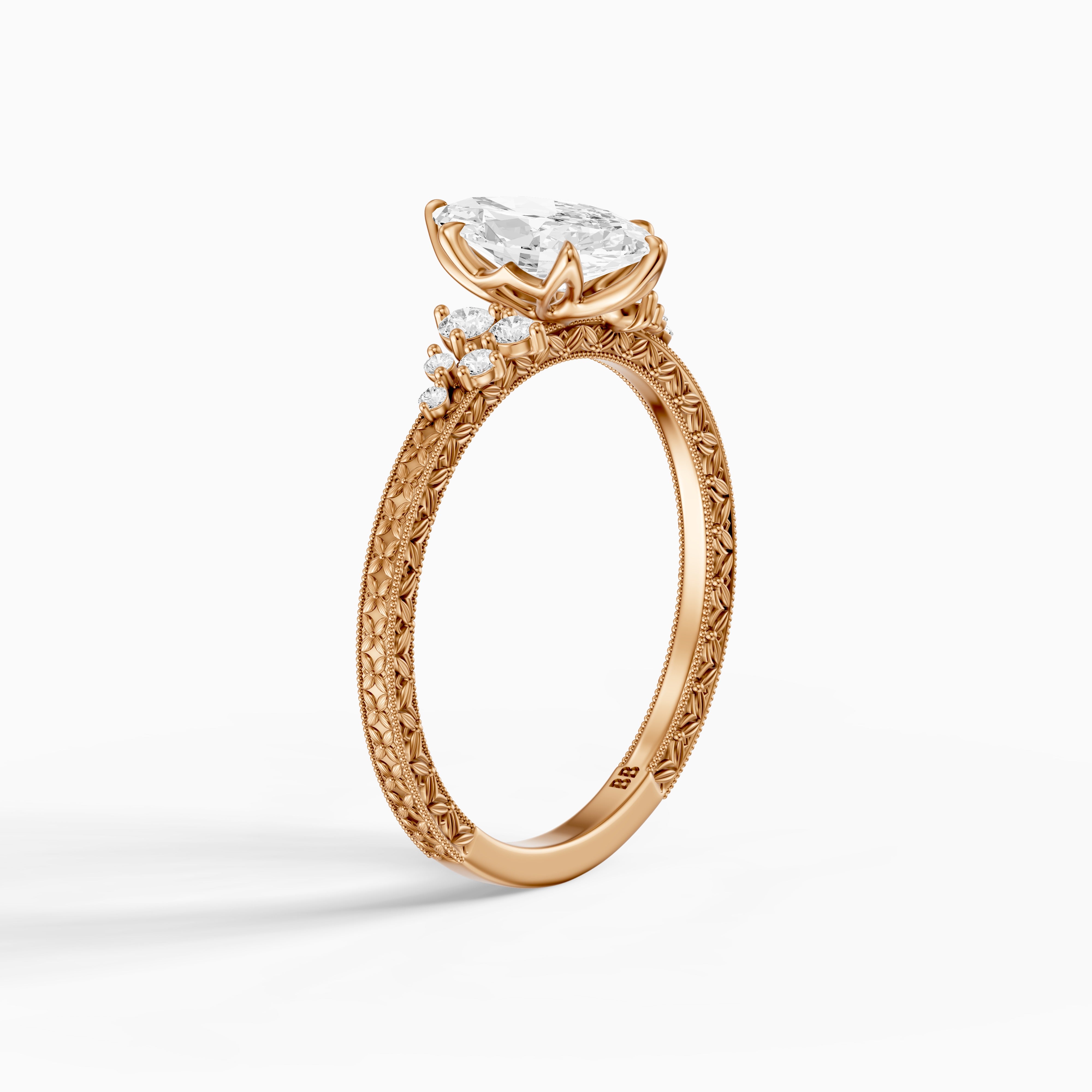 Amari Marquise Lab Grown Diamond Ring with Vintage Milgrain Band