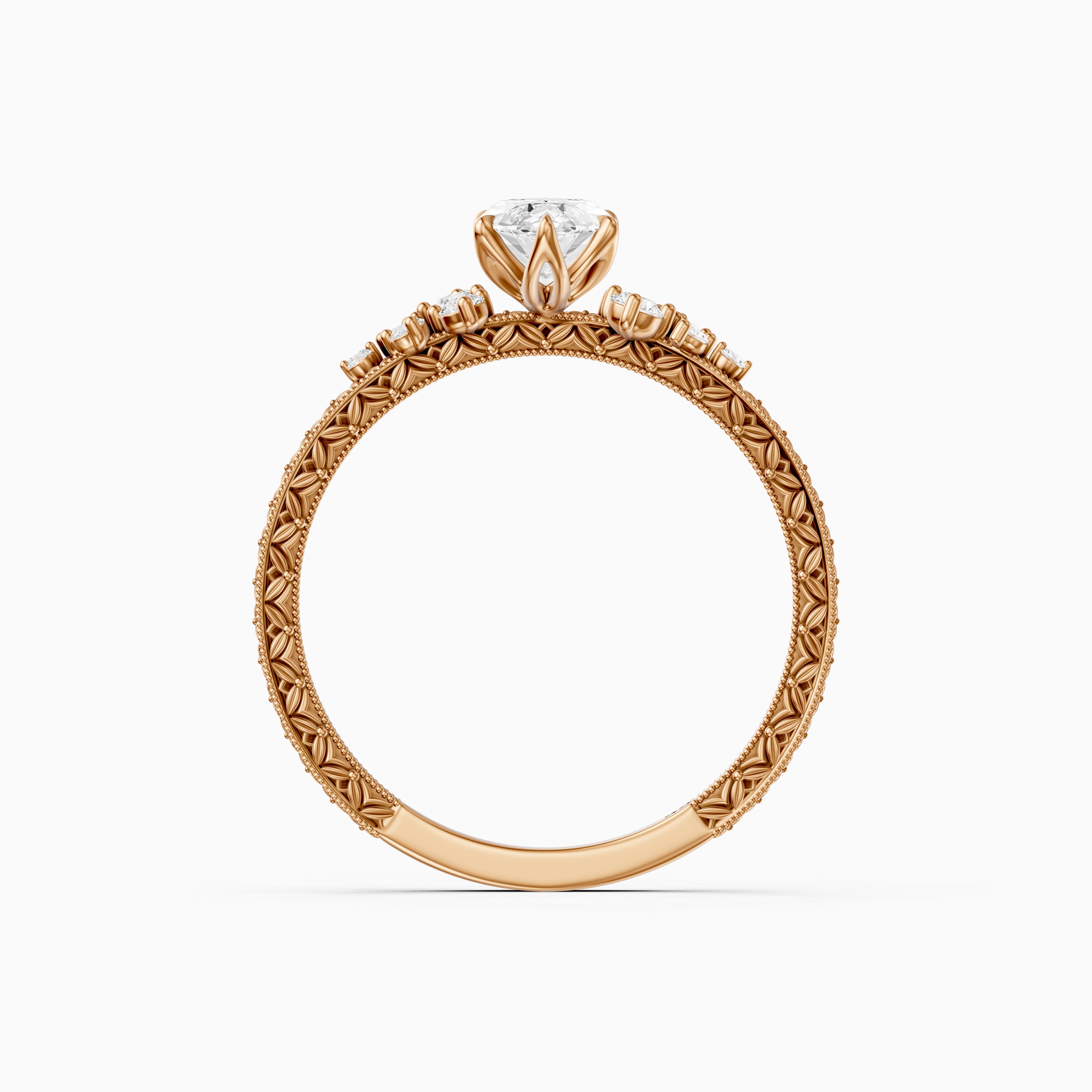 Amari Marquise Lab Grown Diamond Ring with Vintage Milgrain Band