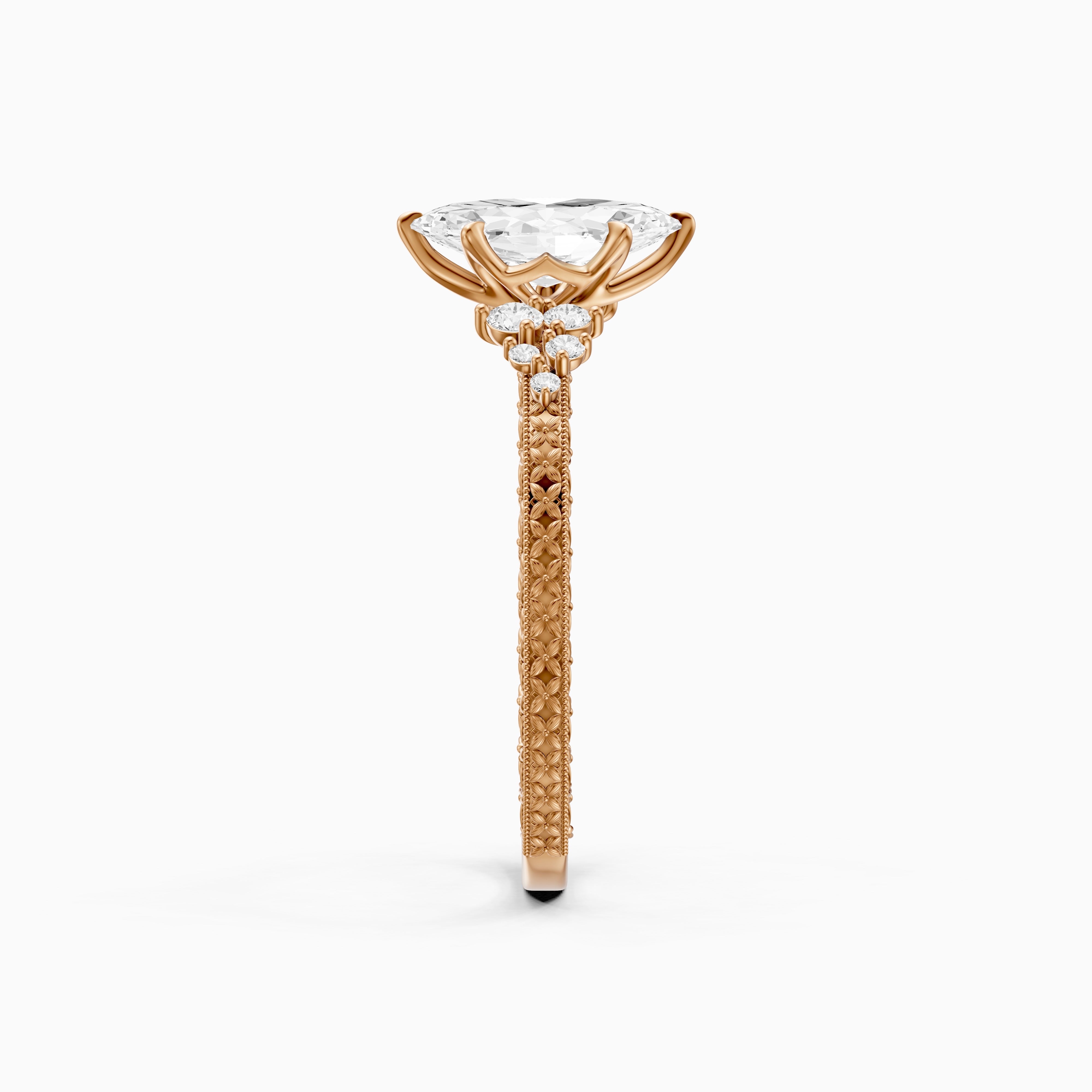 Amari Marquise Lab Grown Diamond Ring with Vintage Milgrain Band