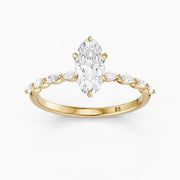 Octavia Moval Hidden Halo Lab Grown Diamond Ring With Side Stone