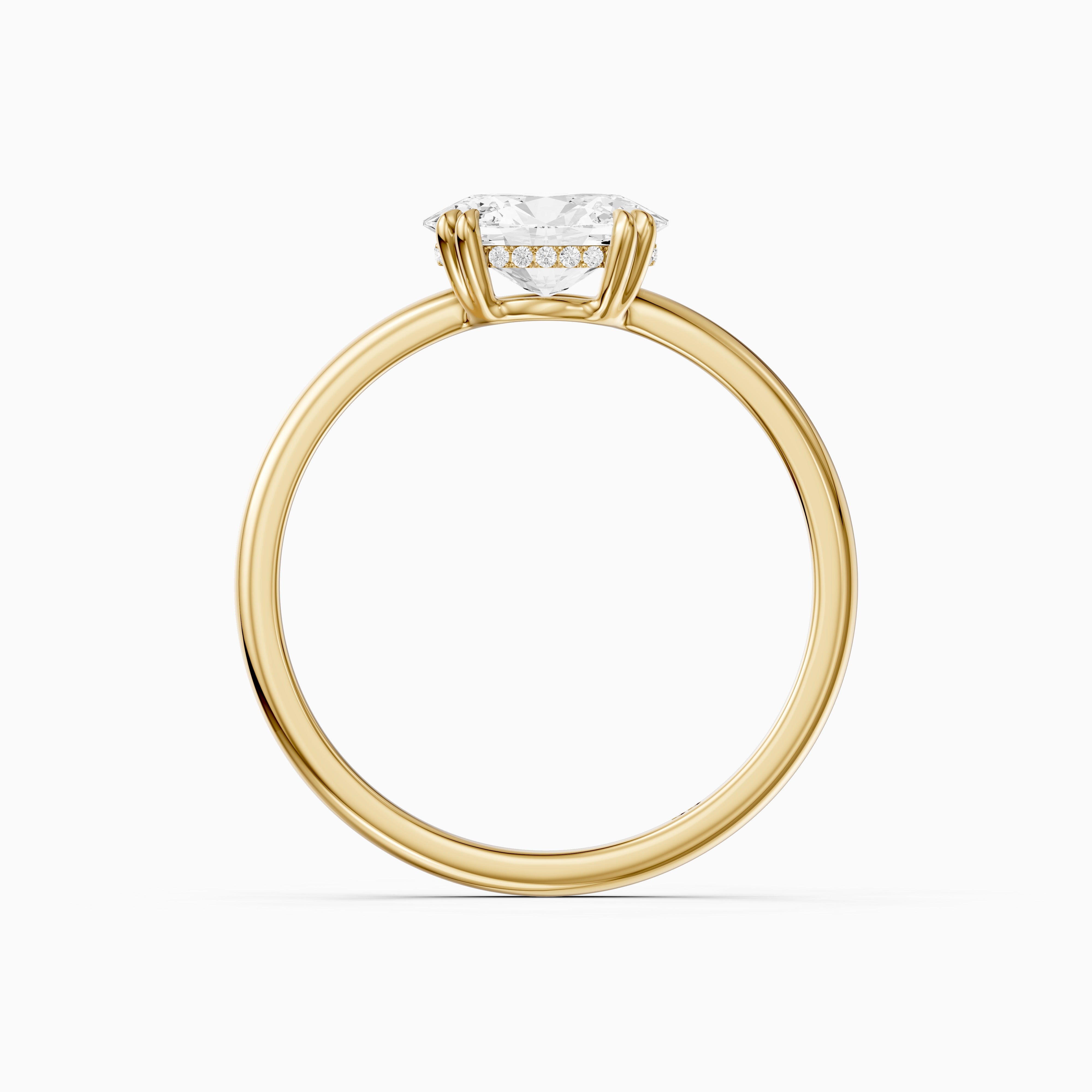 Ariel East West Oval Moissanite Diamond Ring with Hidden Halo and Double Claw Prong