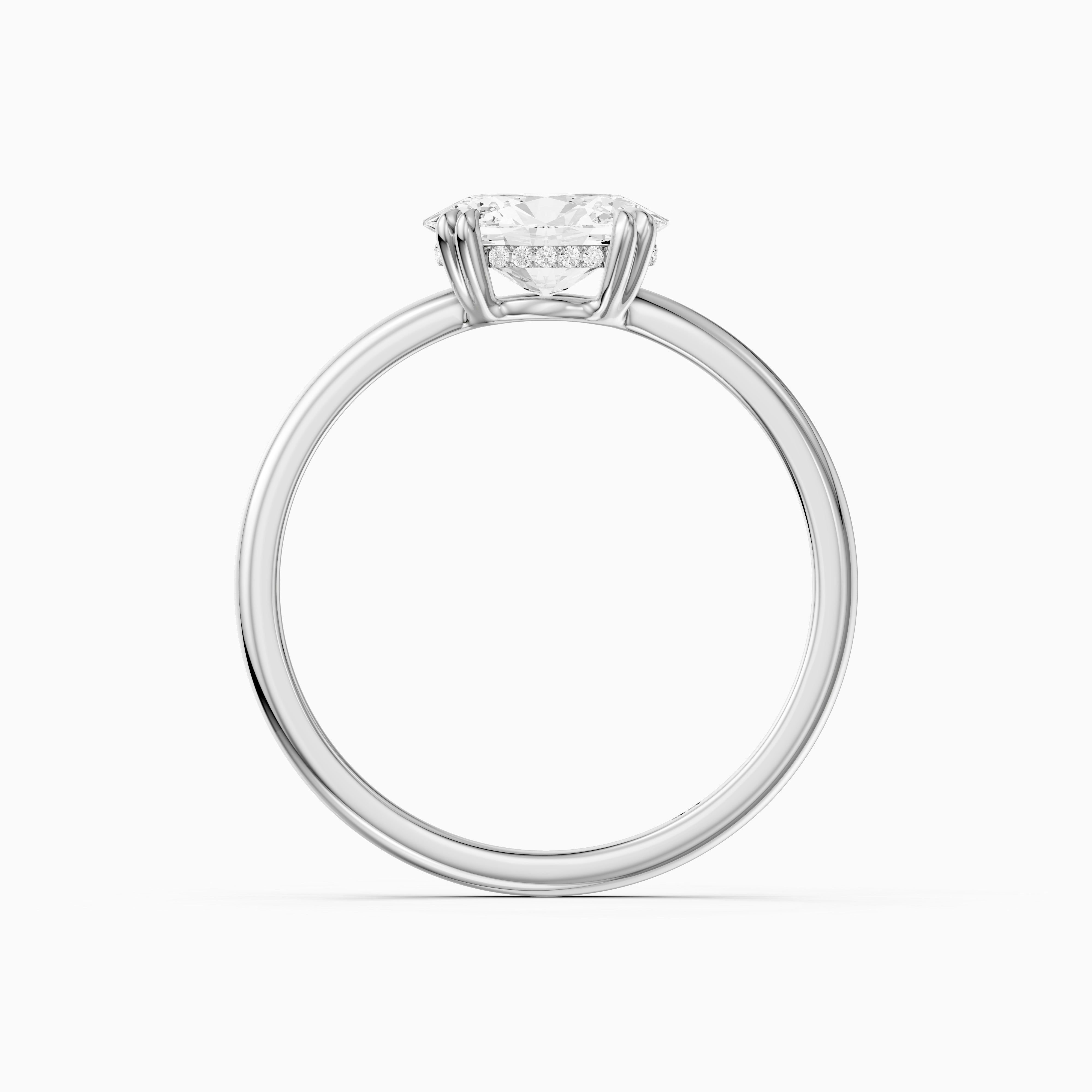Ariel East West Oval Moissanite Diamond Ring with Hidden Halo and Double Claw Prong