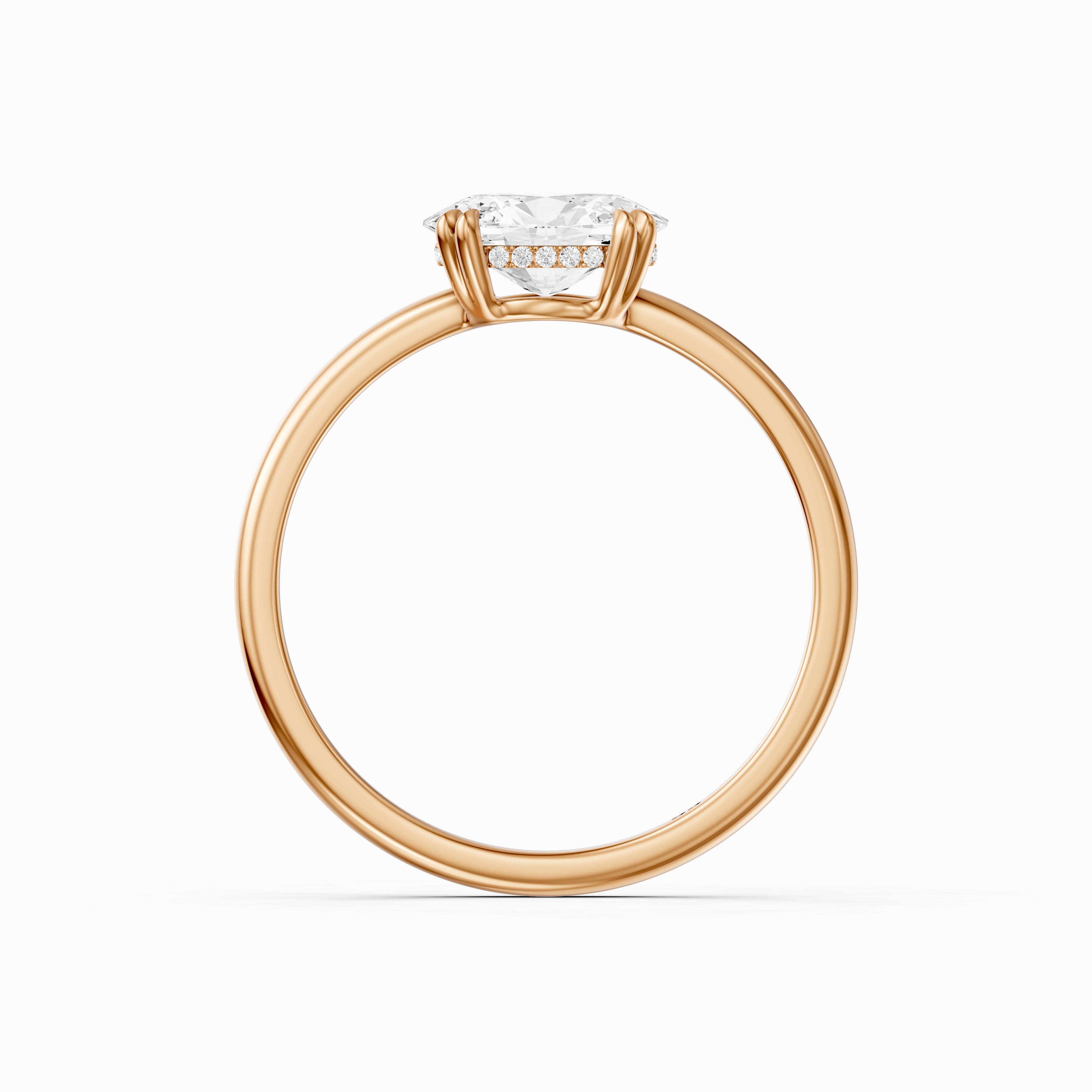 Ariel East West Oval Moissanite Diamond Ring with Hidden Halo and Double Claw Prong
