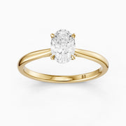 Lila Oval Moissanite Diamond Cathedral Ring with Hidden Halo