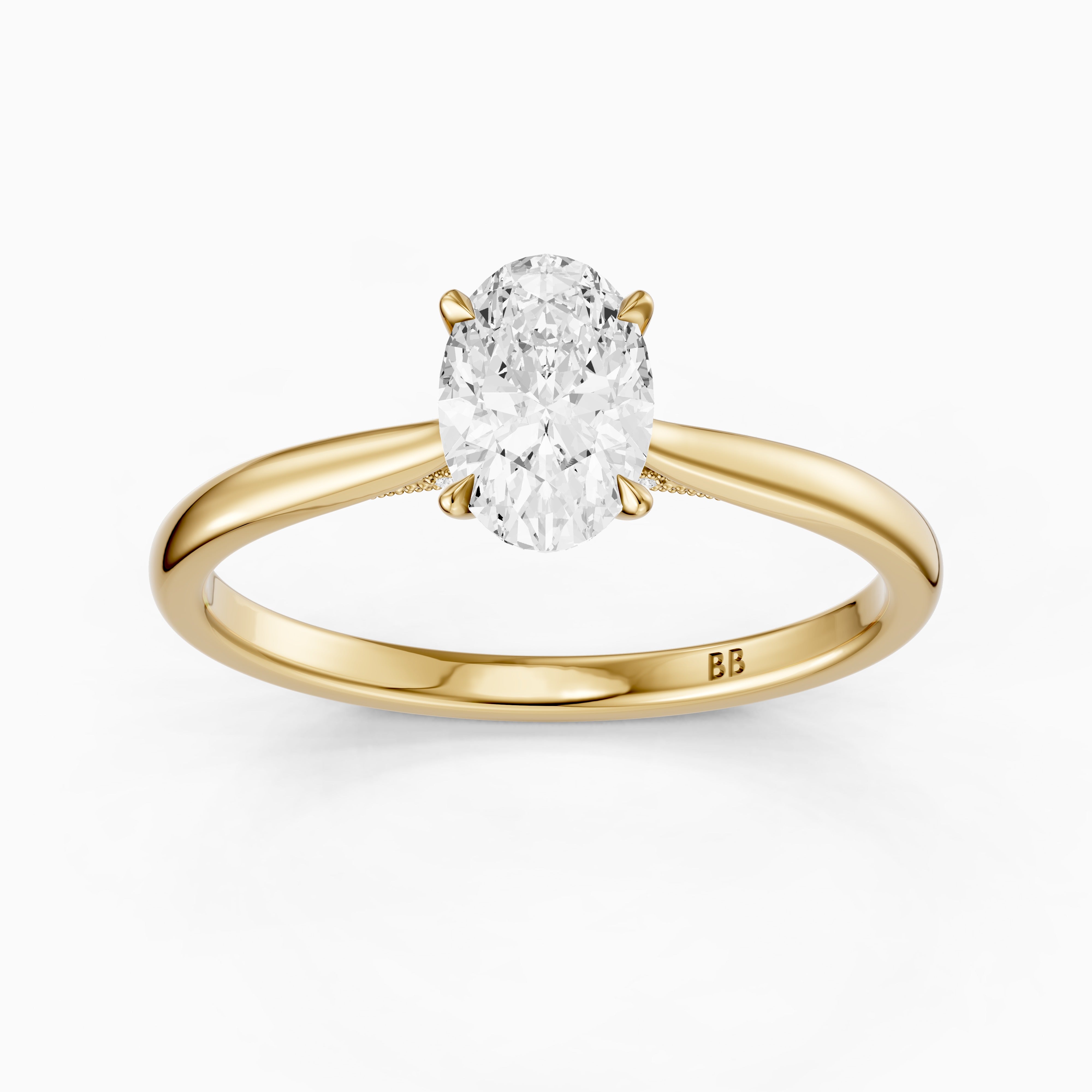 Lila Oval Moissanite Diamond Cathedral Ring with Hidden Halo