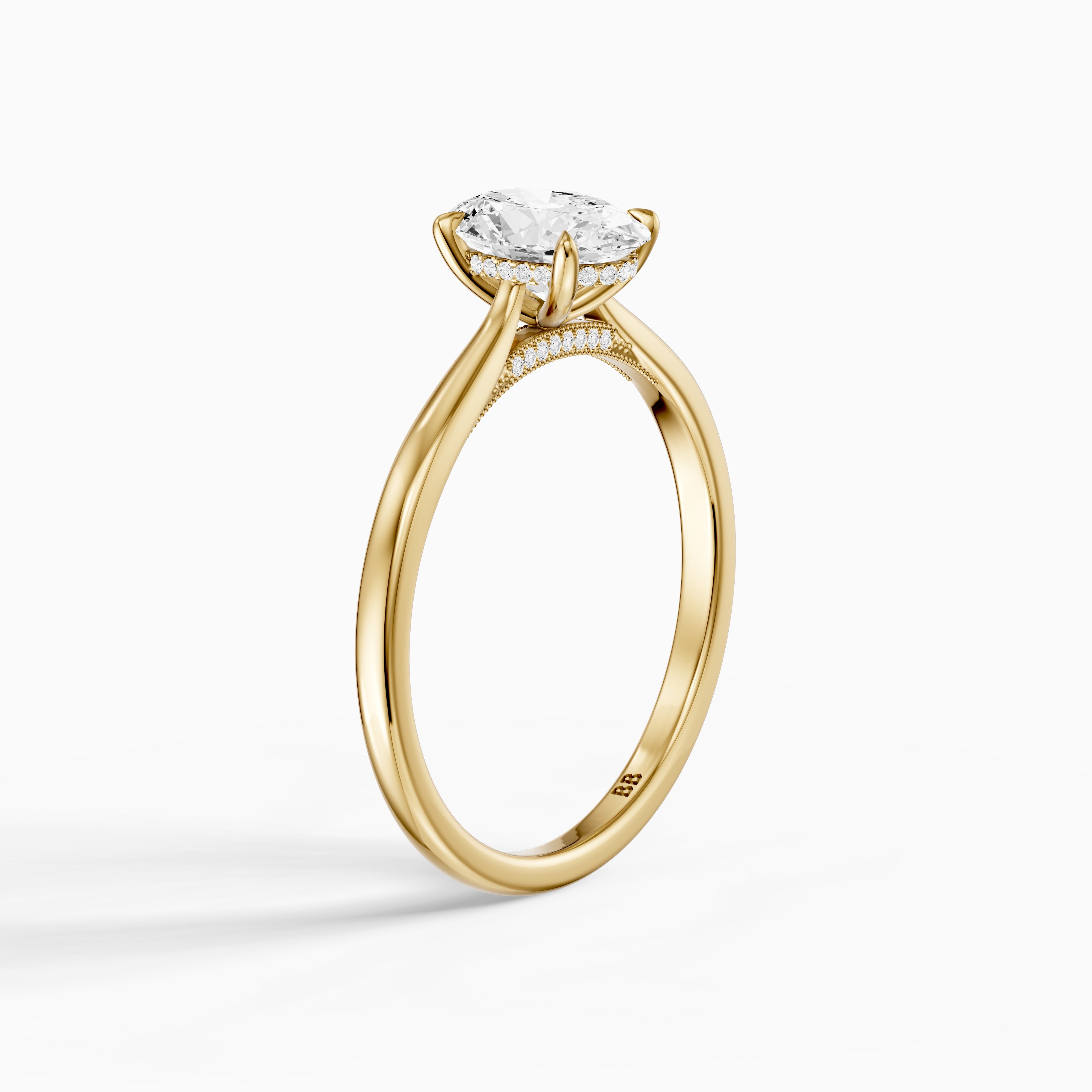 Lila Oval Moissanite Diamond Cathedral Ring with Hidden Halo