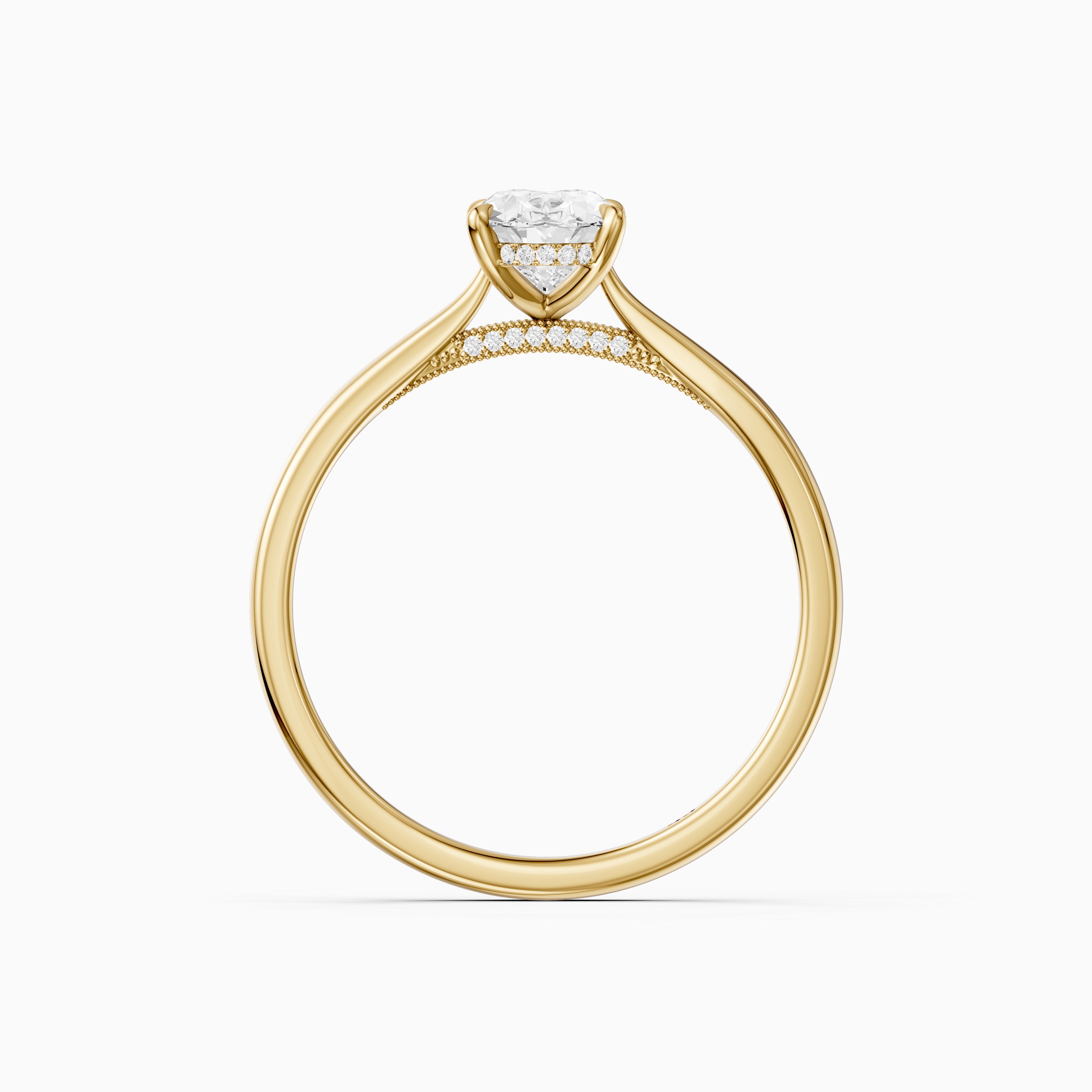 Lila Oval Moissanite Diamond Cathedral Ring with Hidden Halo