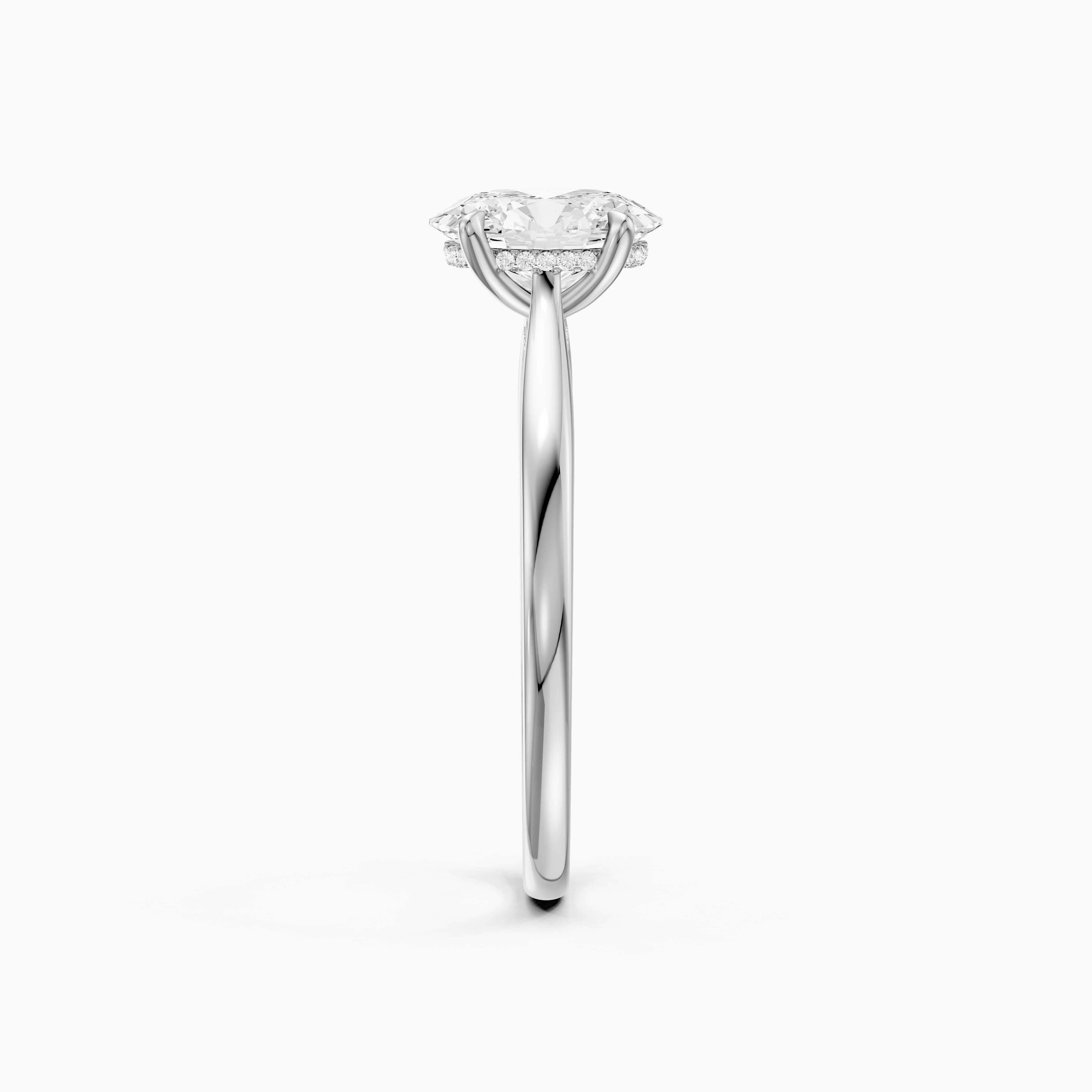 Lila Oval Moissanite Diamond Cathedral Ring with Hidden Halo