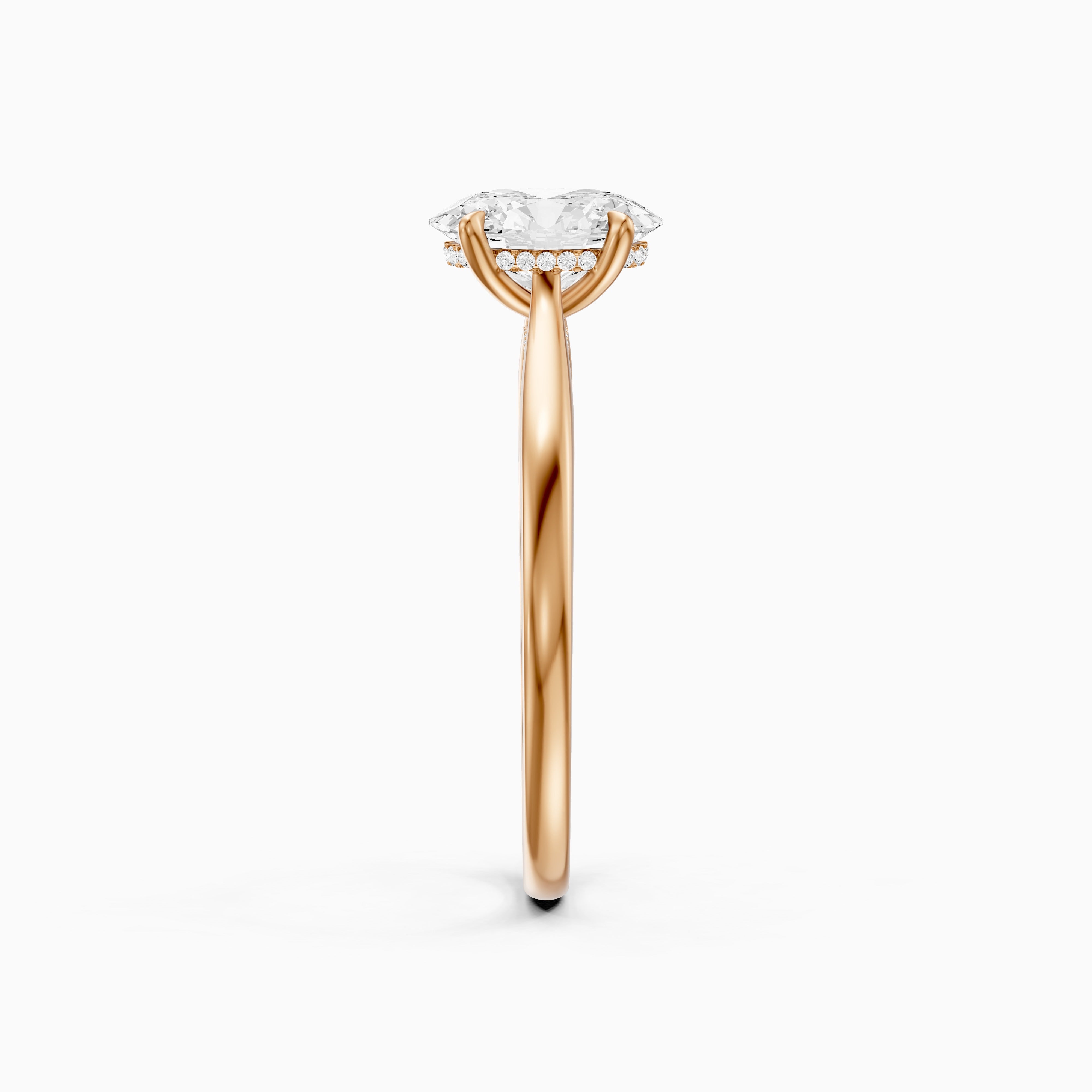 Lila Oval Moissanite Diamond Cathedral Ring with Hidden Halo