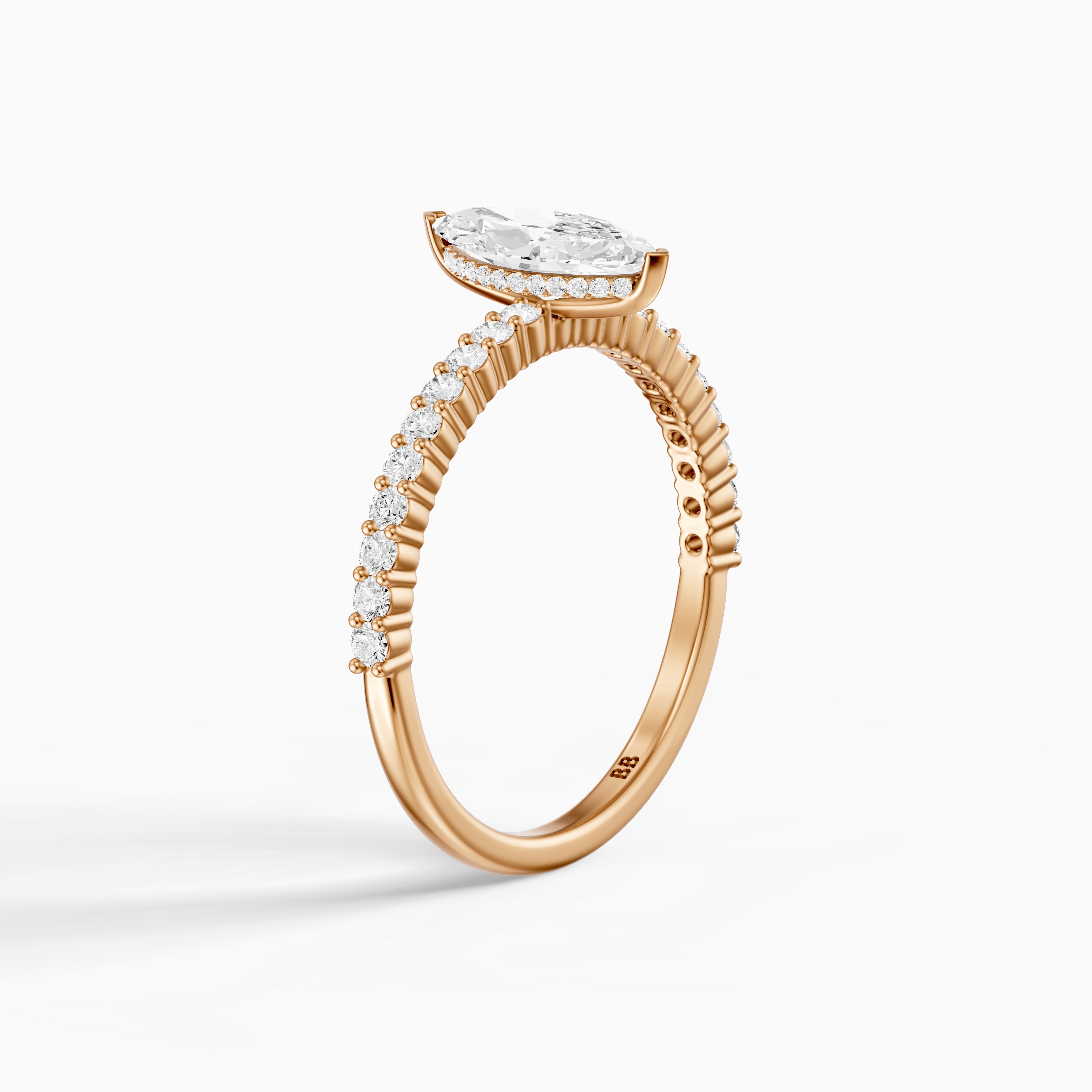Molly Marquise Moissanite Diamond Hidden Halo Pavé Ring