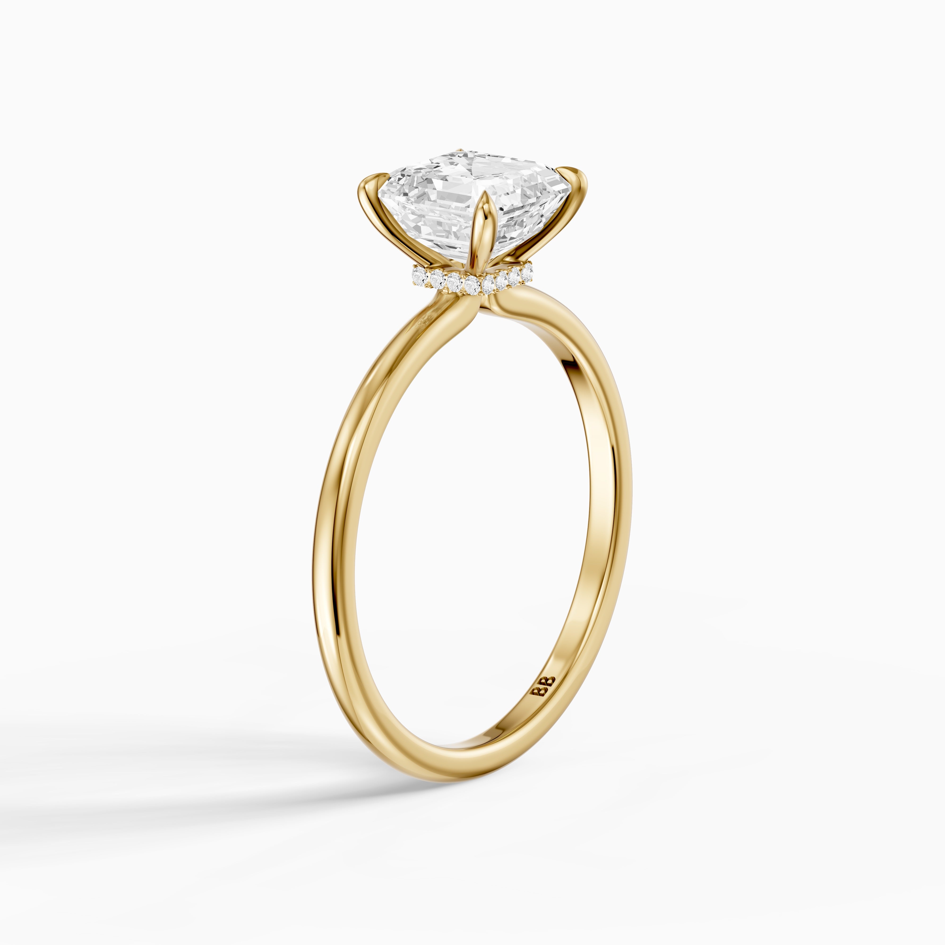 Blake Asscher Cut Hidden Halo Solitaire Moissanite Diamond Ring