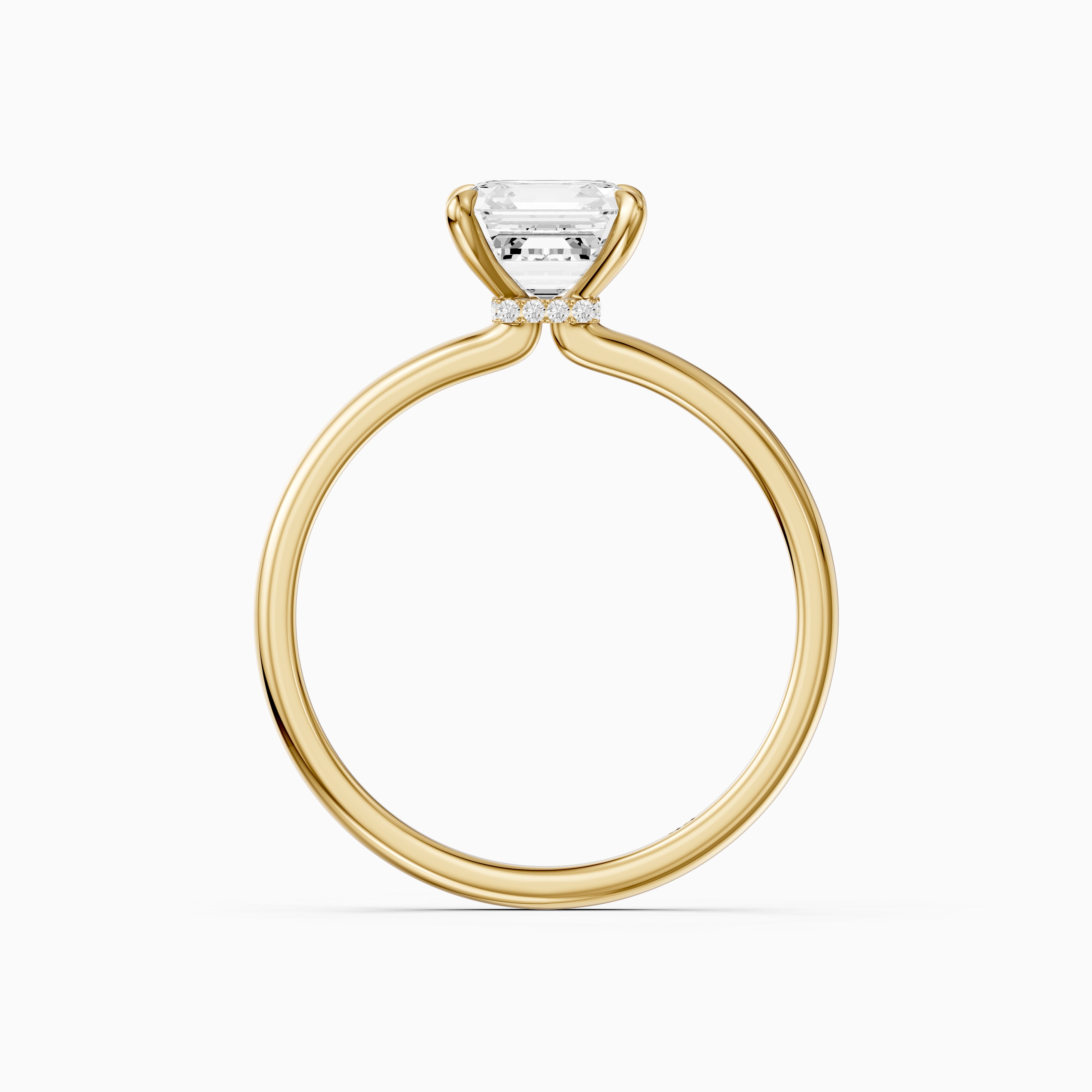 Blake Asscher Cut Hidden Halo Solitaire Moissanite Diamond Ring