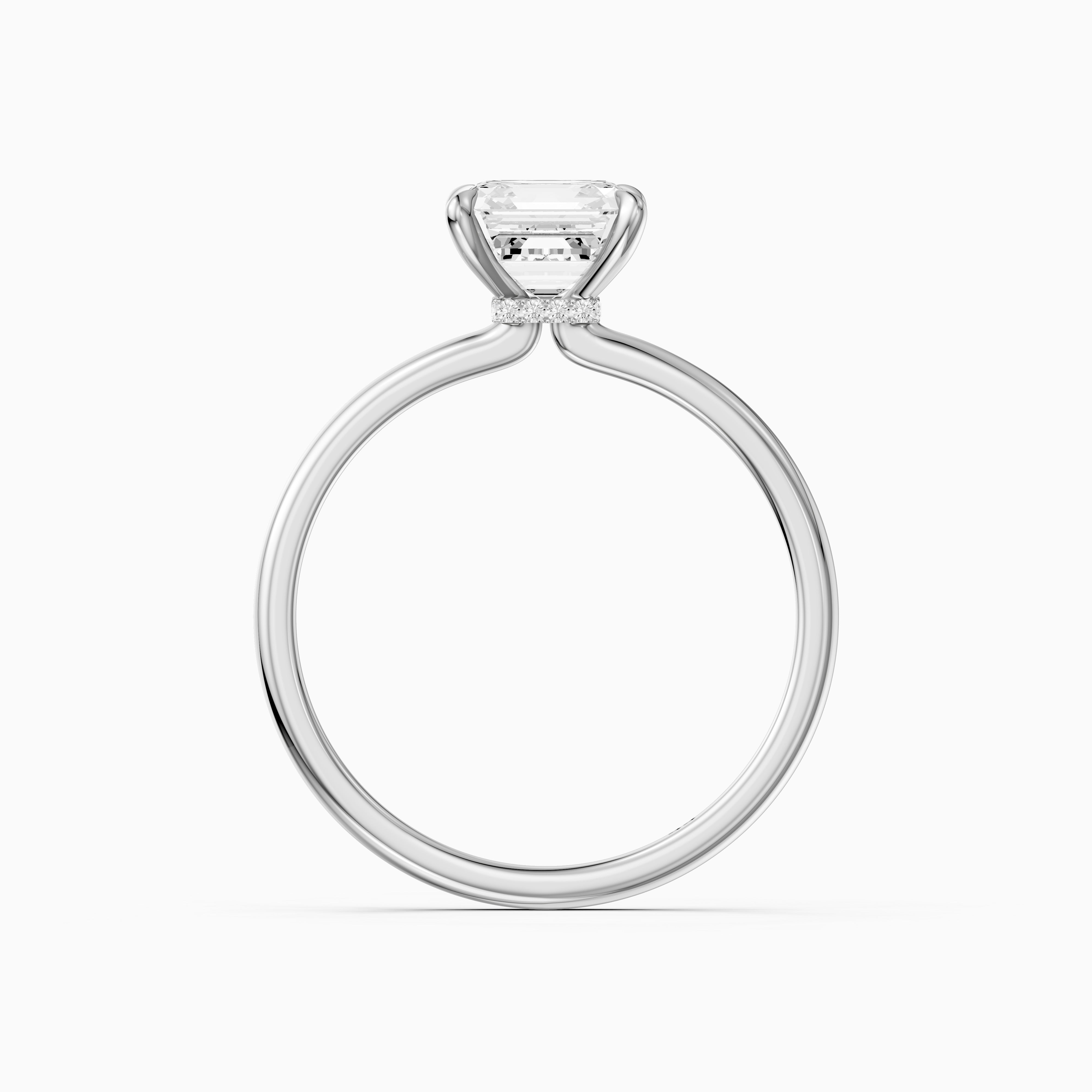 Blake Asscher Cut Hidden Halo Solitaire Moissanite Diamond Ring